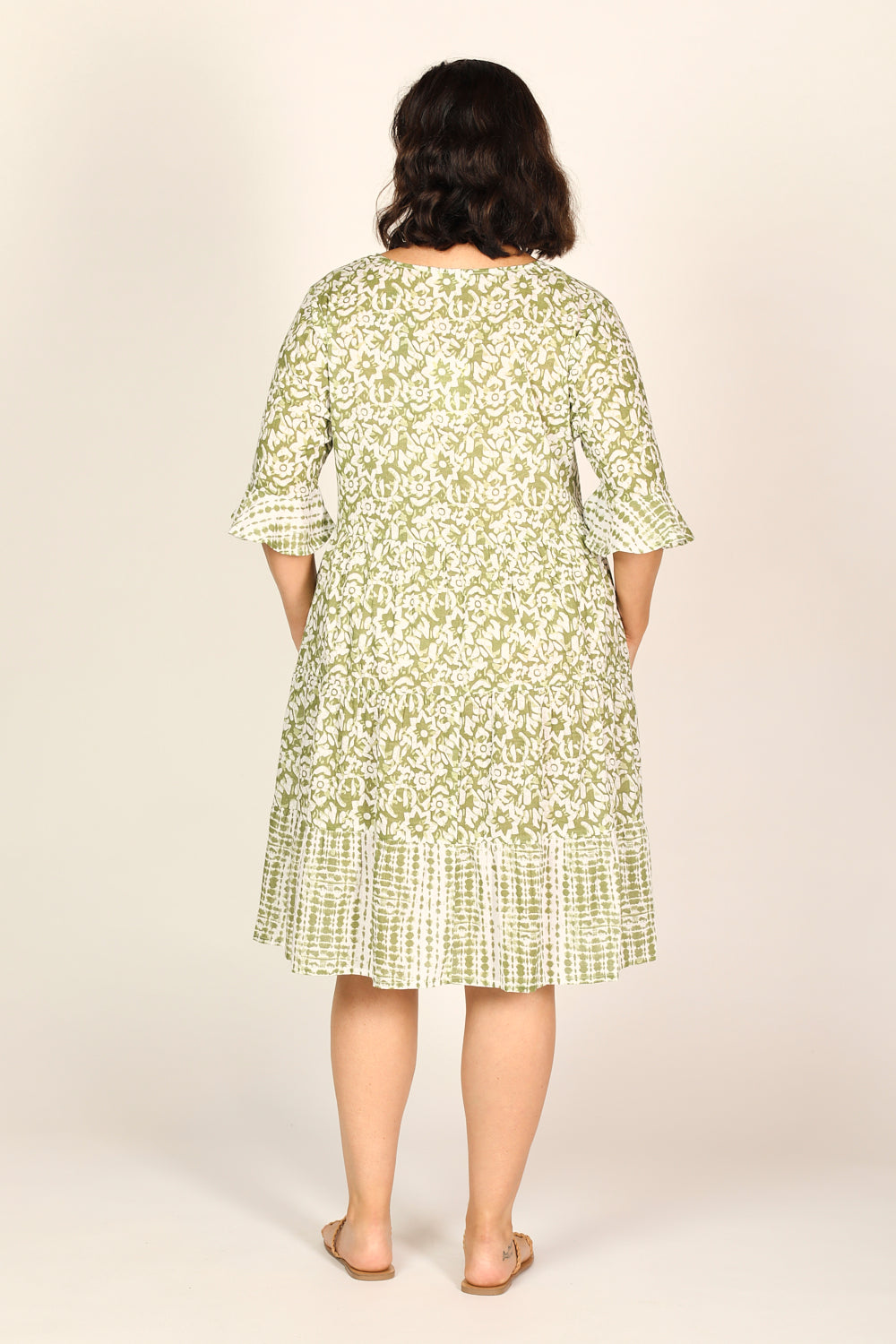 Scout Tiered Dress in Shibori Olive