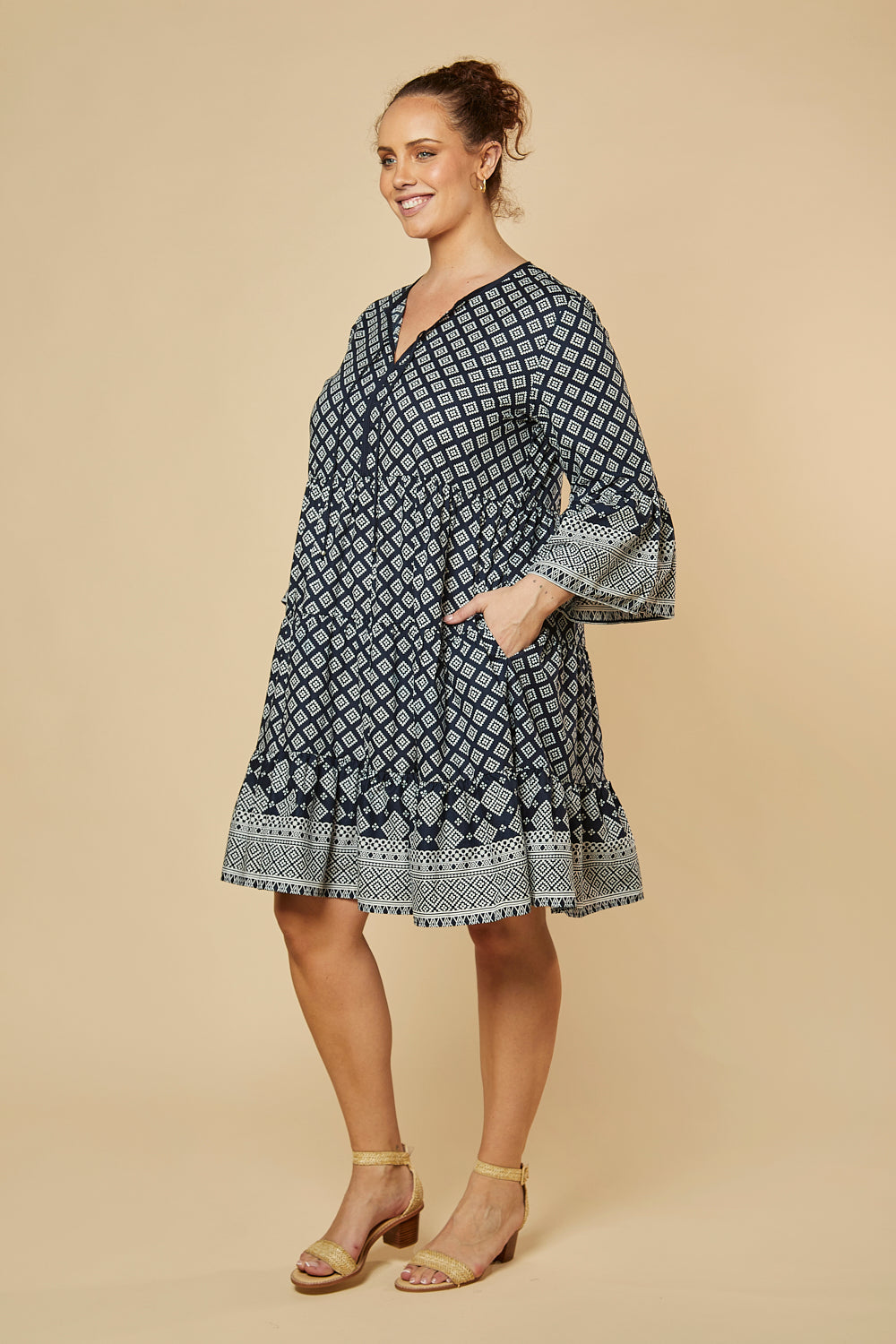 Scout Tiered Dress in Navy Iris