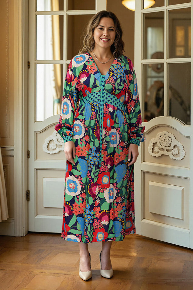 Selma Kimono Dress in Midnight in Paris