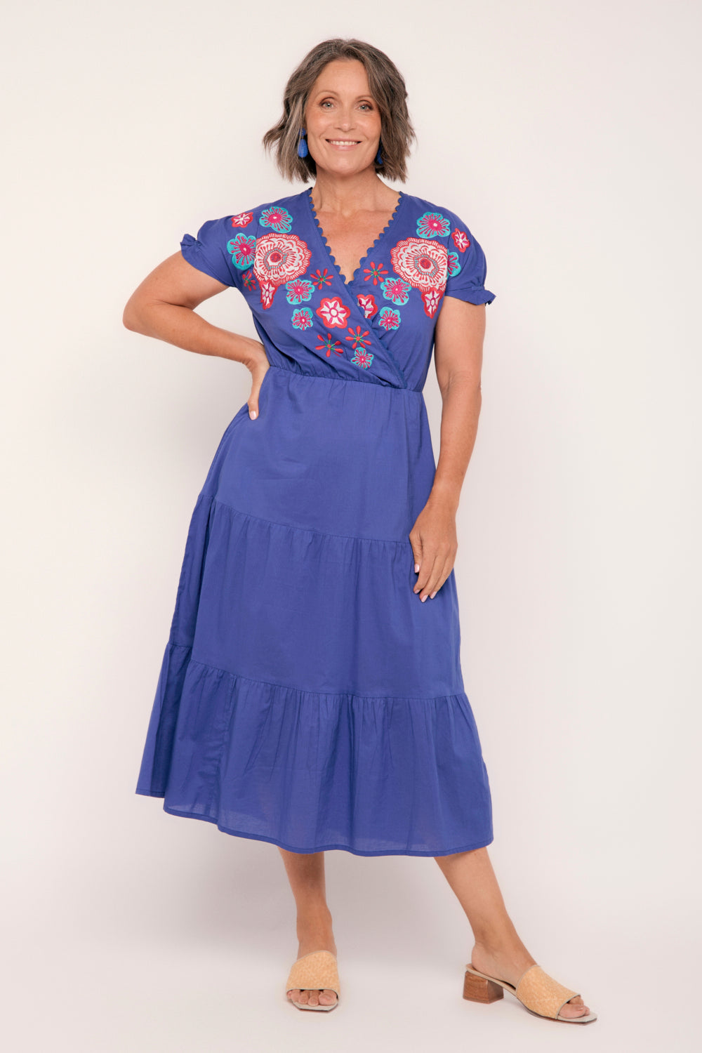 Shari Embroidered Dress in Saleya Blue