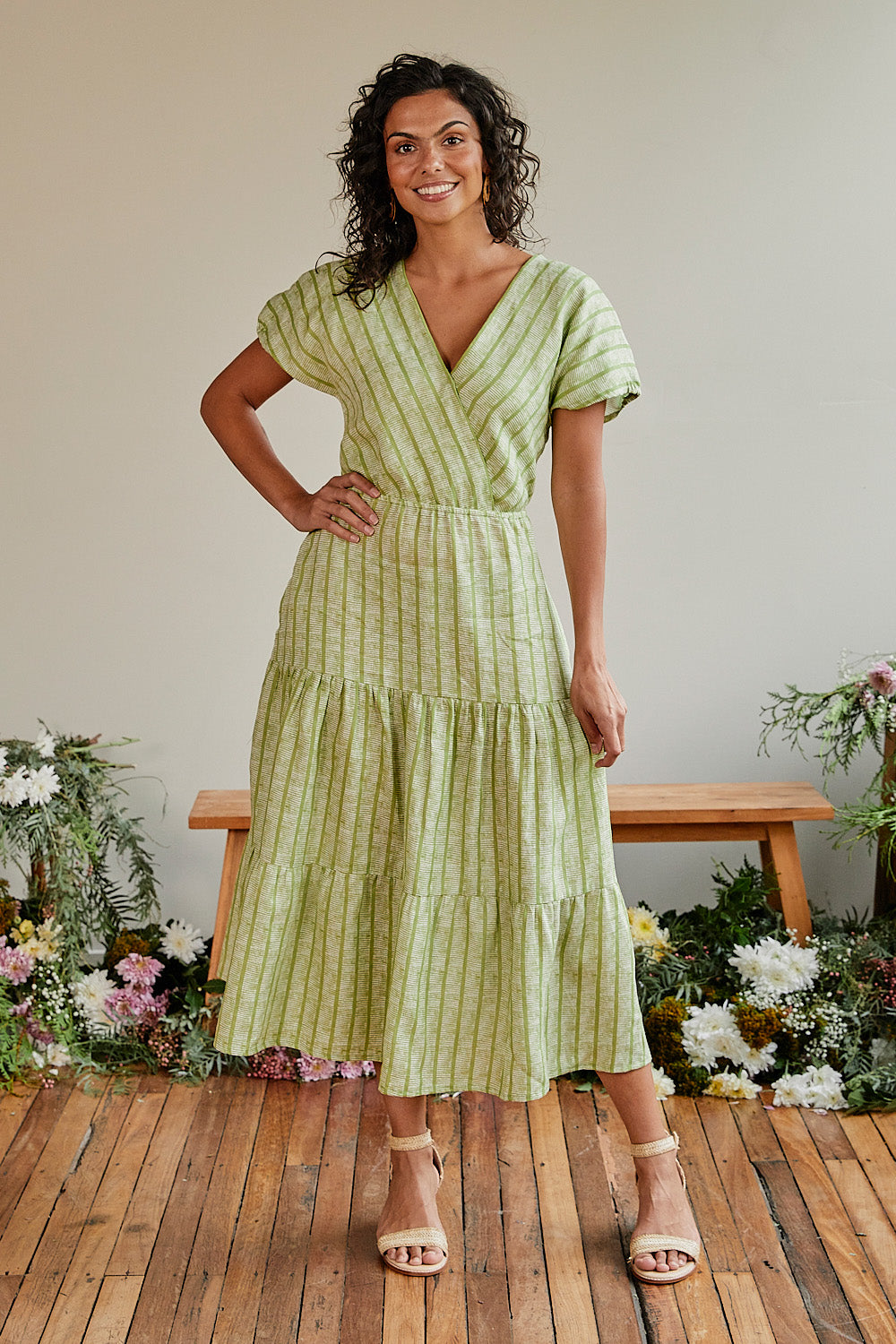 Shari Linen Dress in Sage