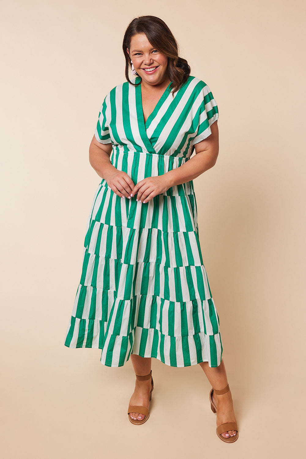 Shari V-Neck Dress in Basil