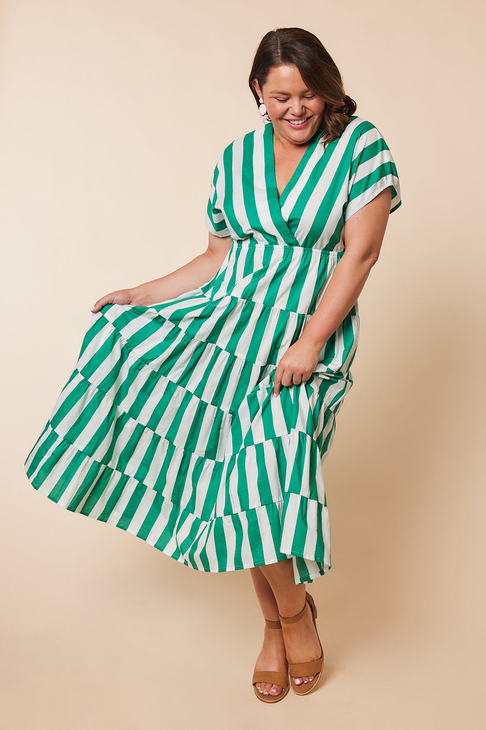 Shari V-Neck Dress in Basil