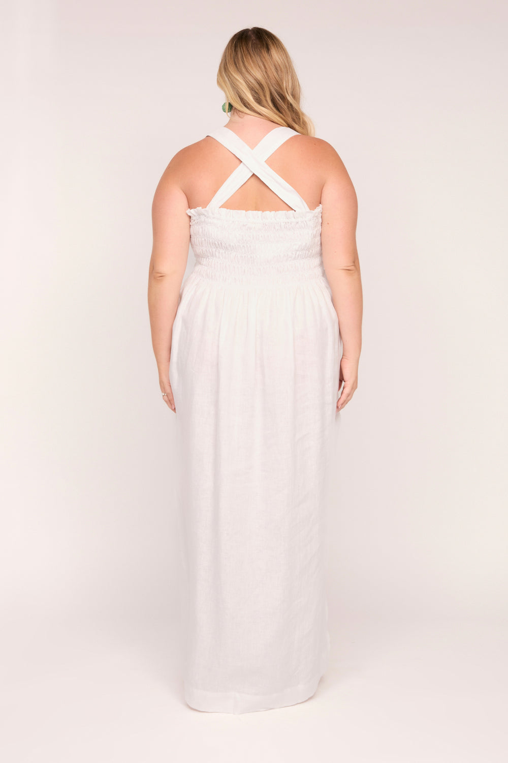 Sherry Linen Strapless Maxi Dress in White