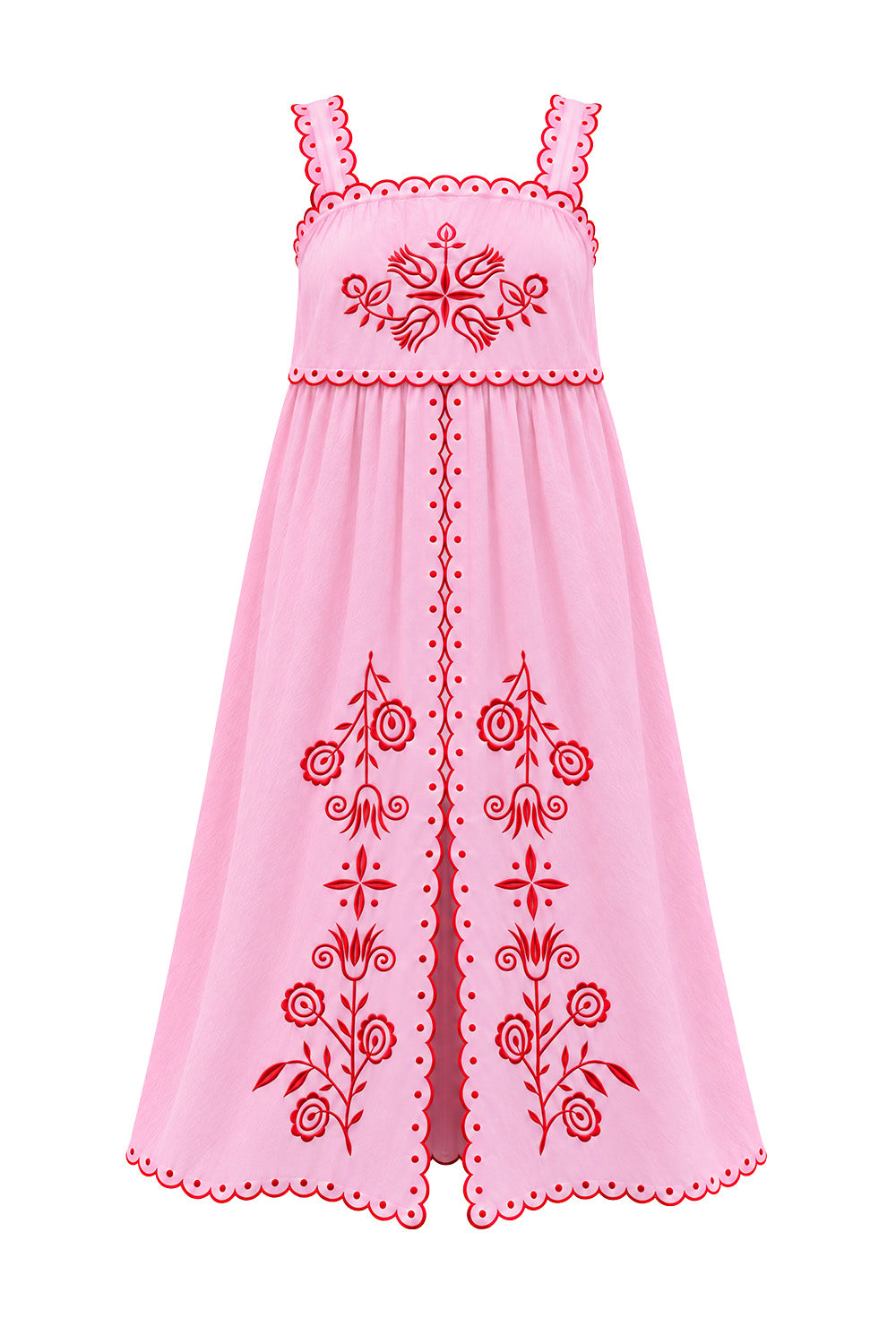 Solene Embroidered Sun Dress in Heartloom Pink