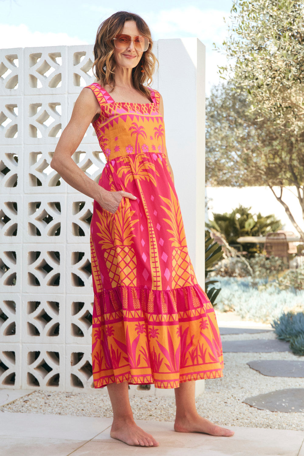 Solene Sun Dress in Tangerina