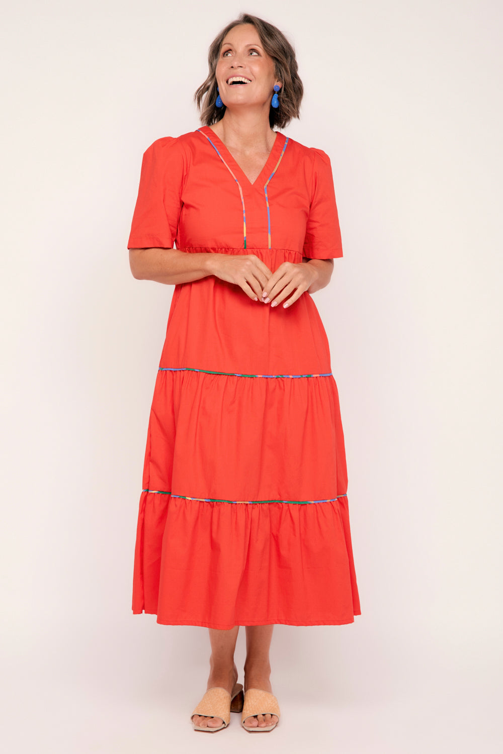 Stassi Poplin Maxi Dress in Coral