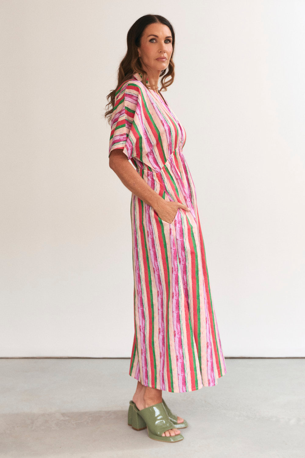 Stella Plunge Dress in Berry Burst