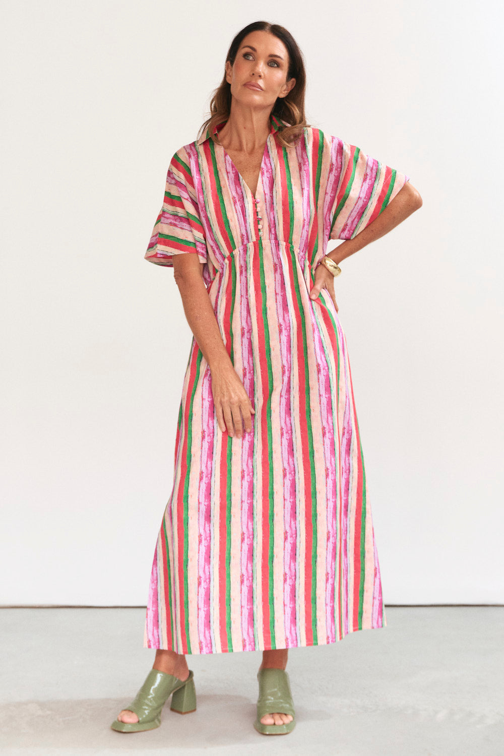 Stella Plunge Dress in Berry Burst