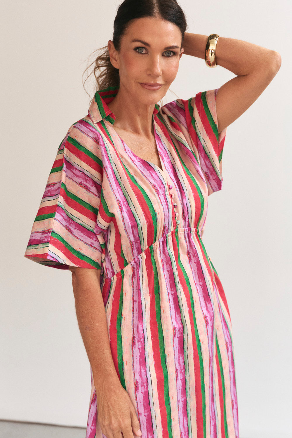 Stella Plunge Dress in Berry Burst