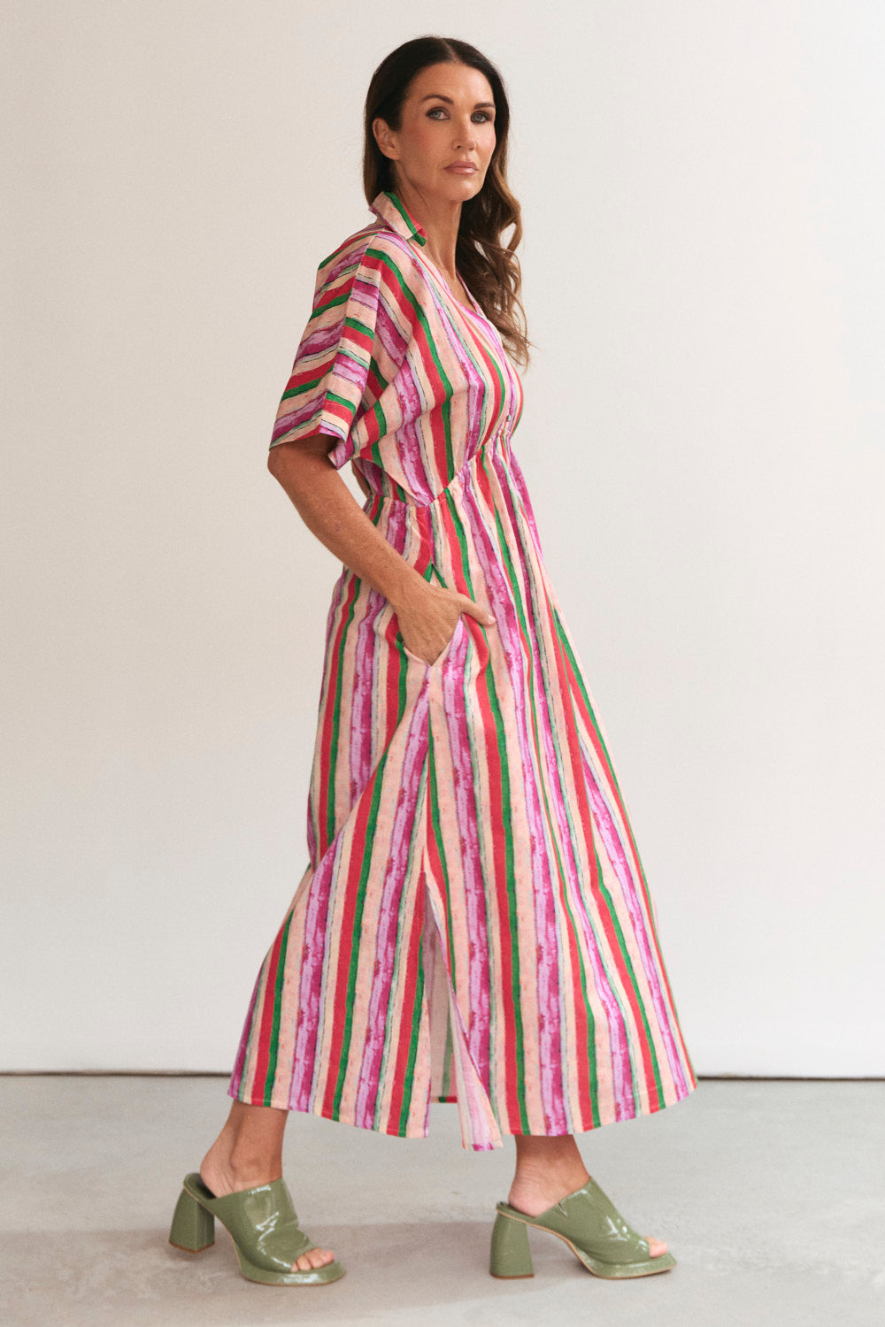 Stella Plunge Dress in Berry Burst