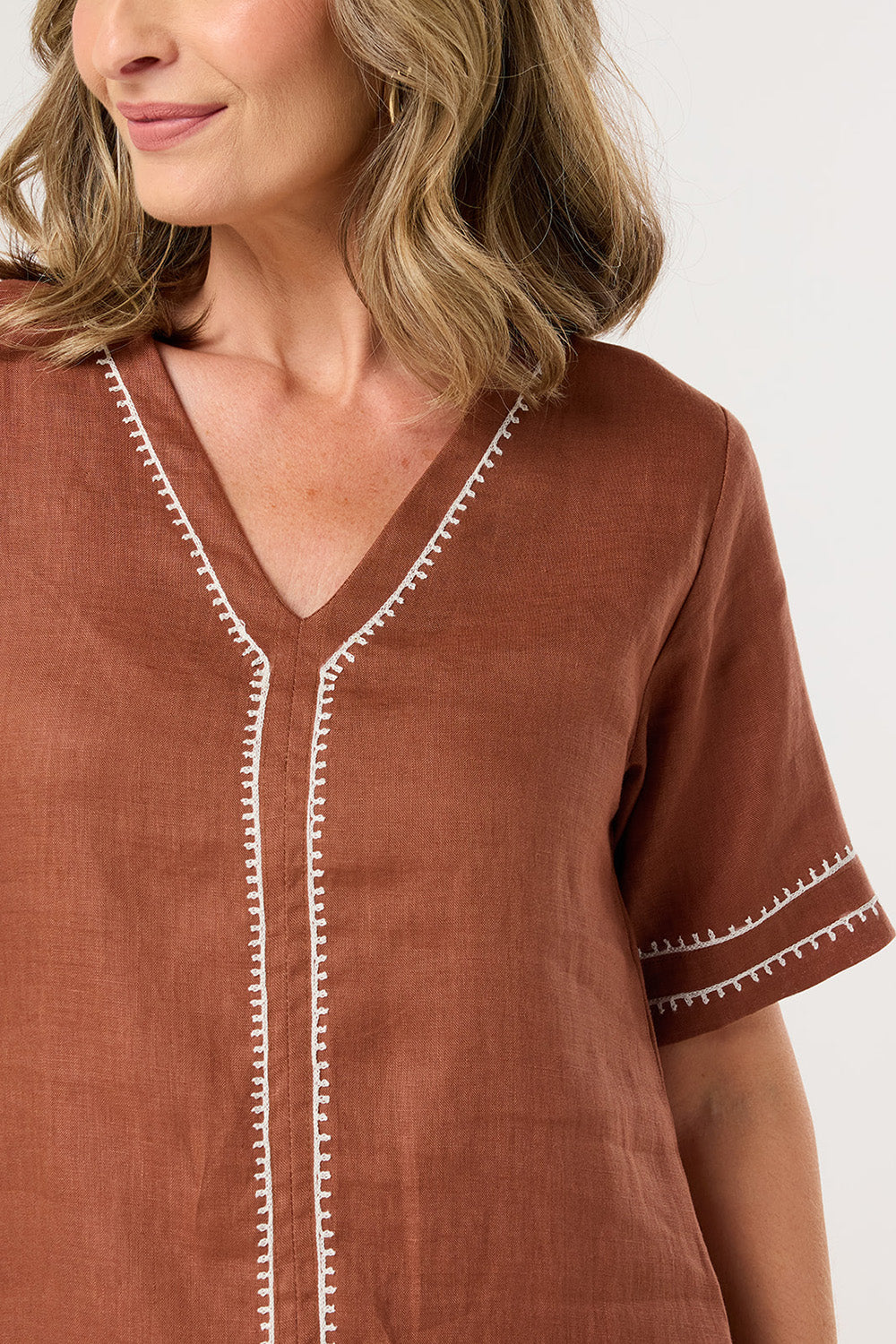 Tamara V-Neck Linen Dress in Dunes