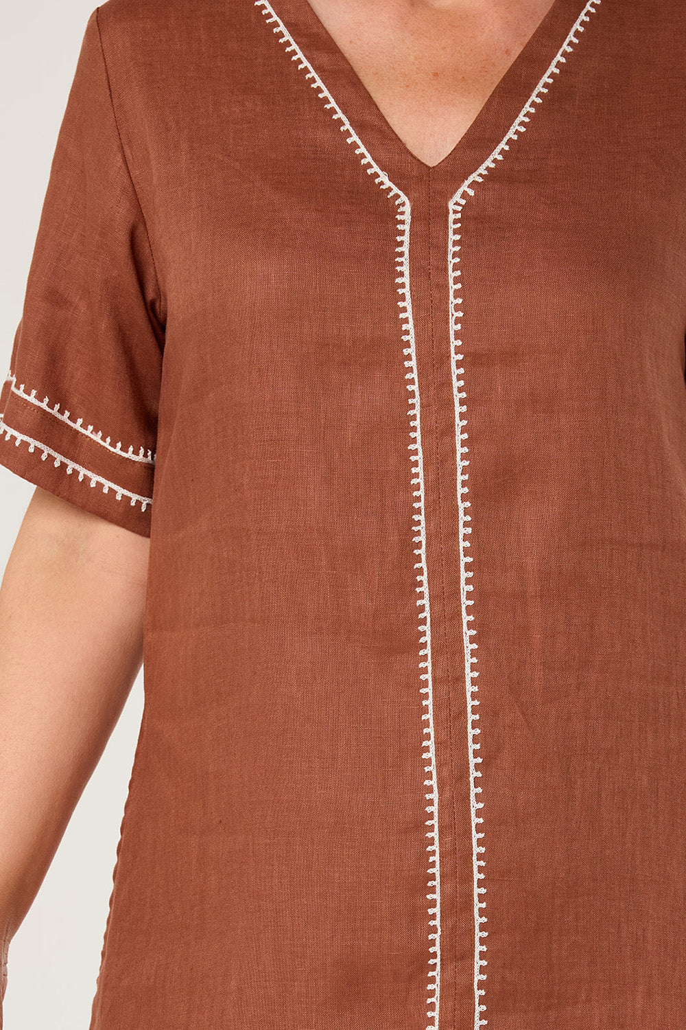 Tamara V-Neck Linen Dress in Dunes