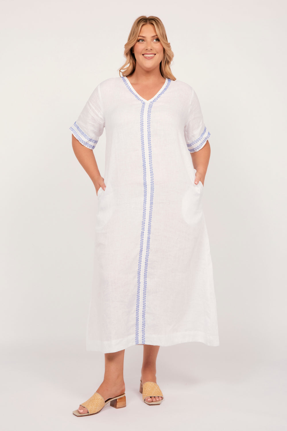 Tamara Linen Maxi Dress in Island Breeze