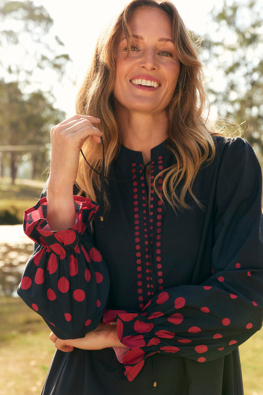 Tanya Gathered Dress in Ombre Orbit