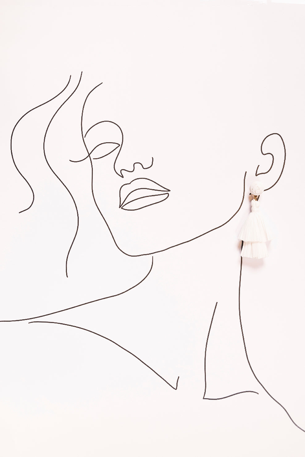 Woven Tassel Earrings in White