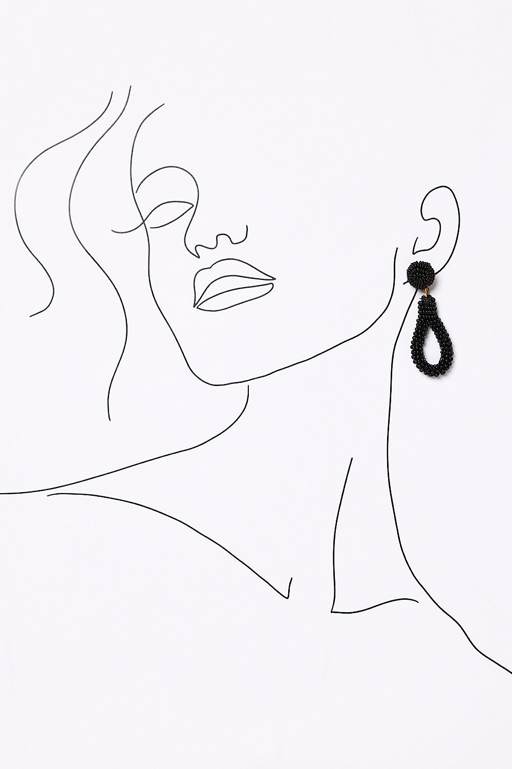 Teardrop Beaded Earrings in Black