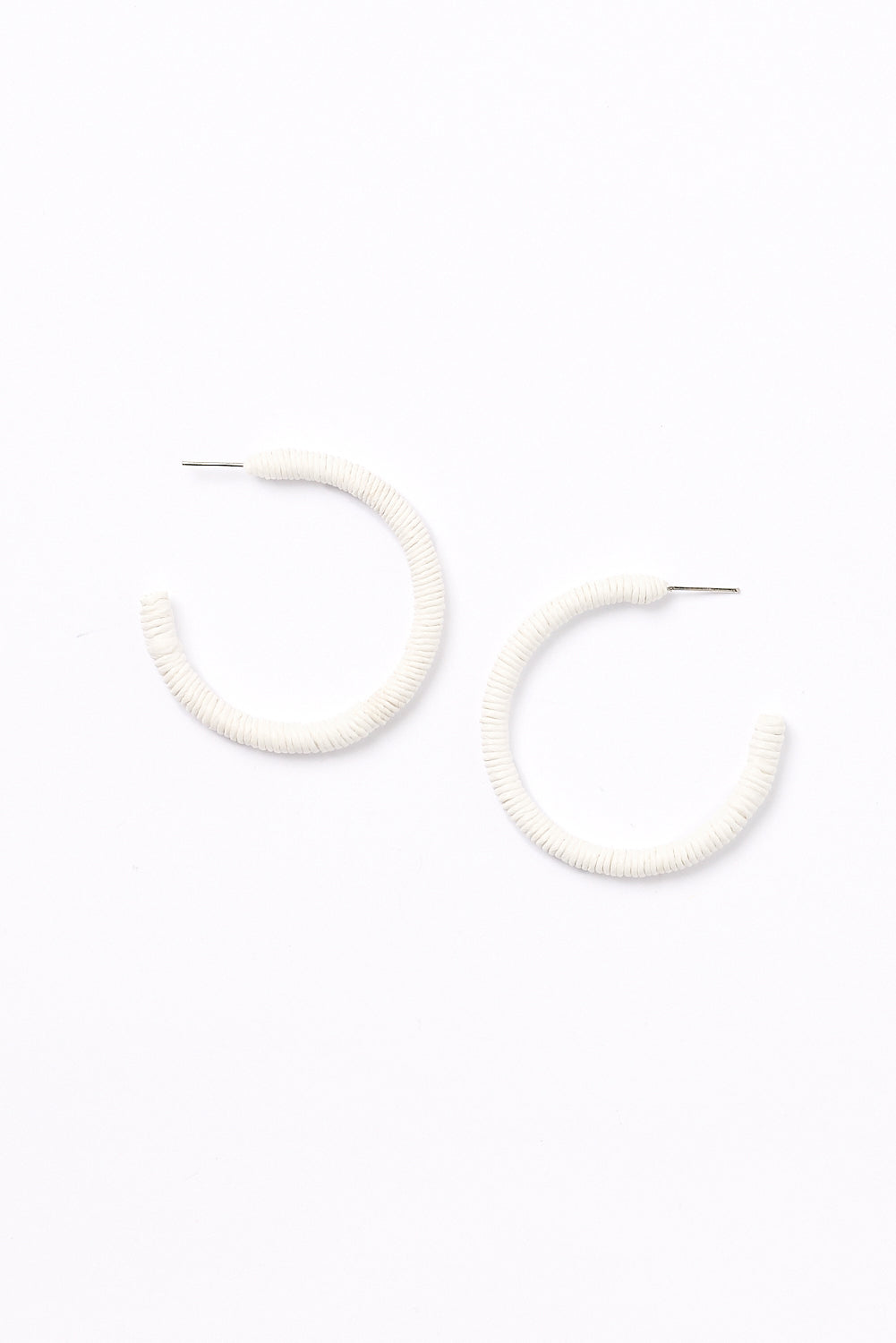 Thin Large Woven Hoops in White