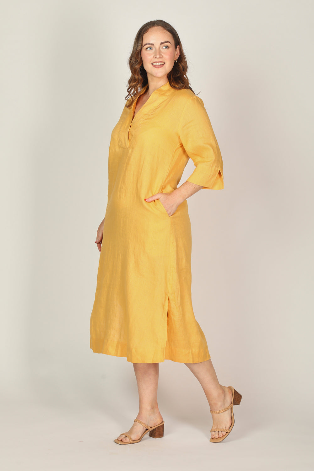 Tia Linen Tunic Dress in Golden Hour