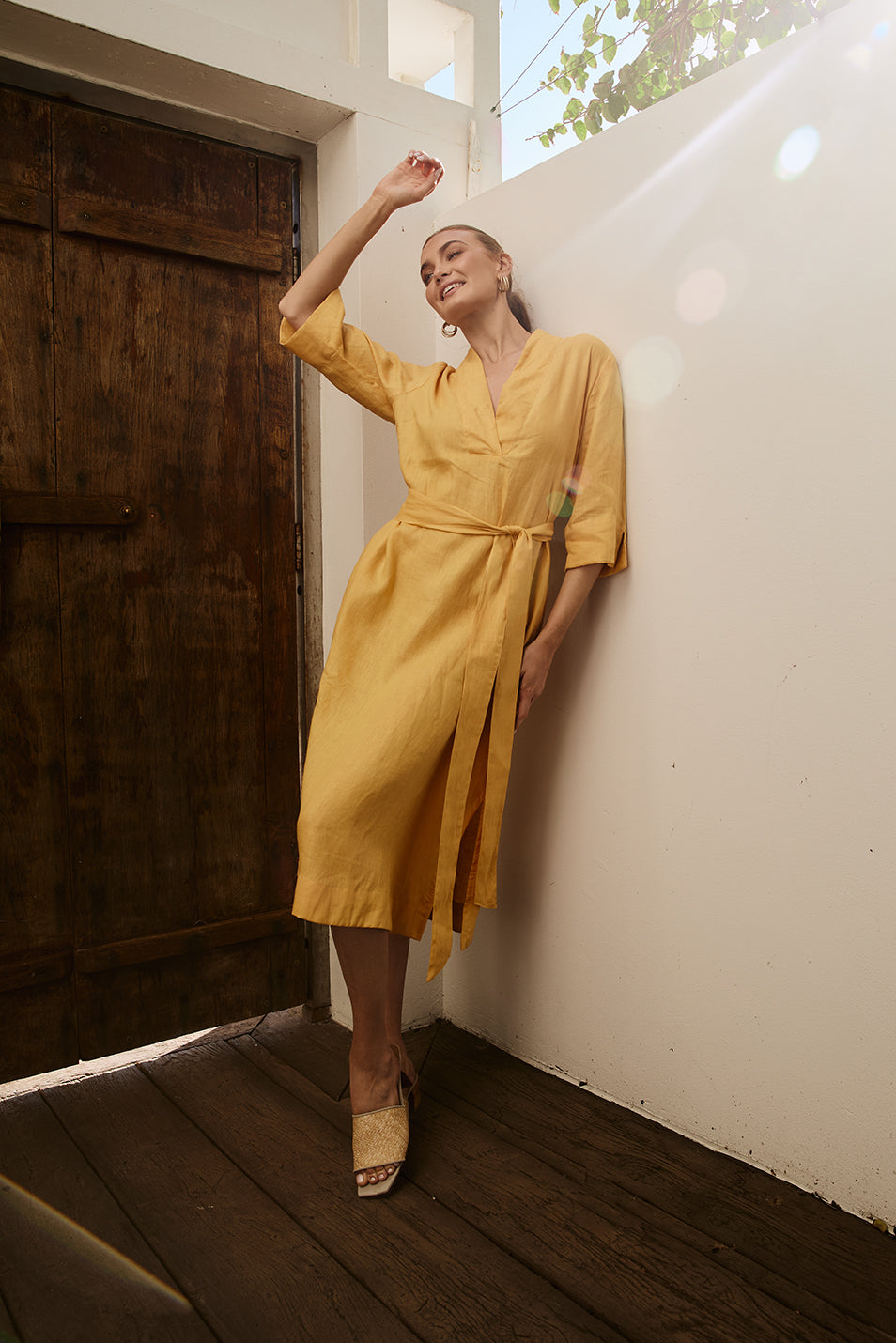 Tia Linen Tunic Dress in Golden Hour