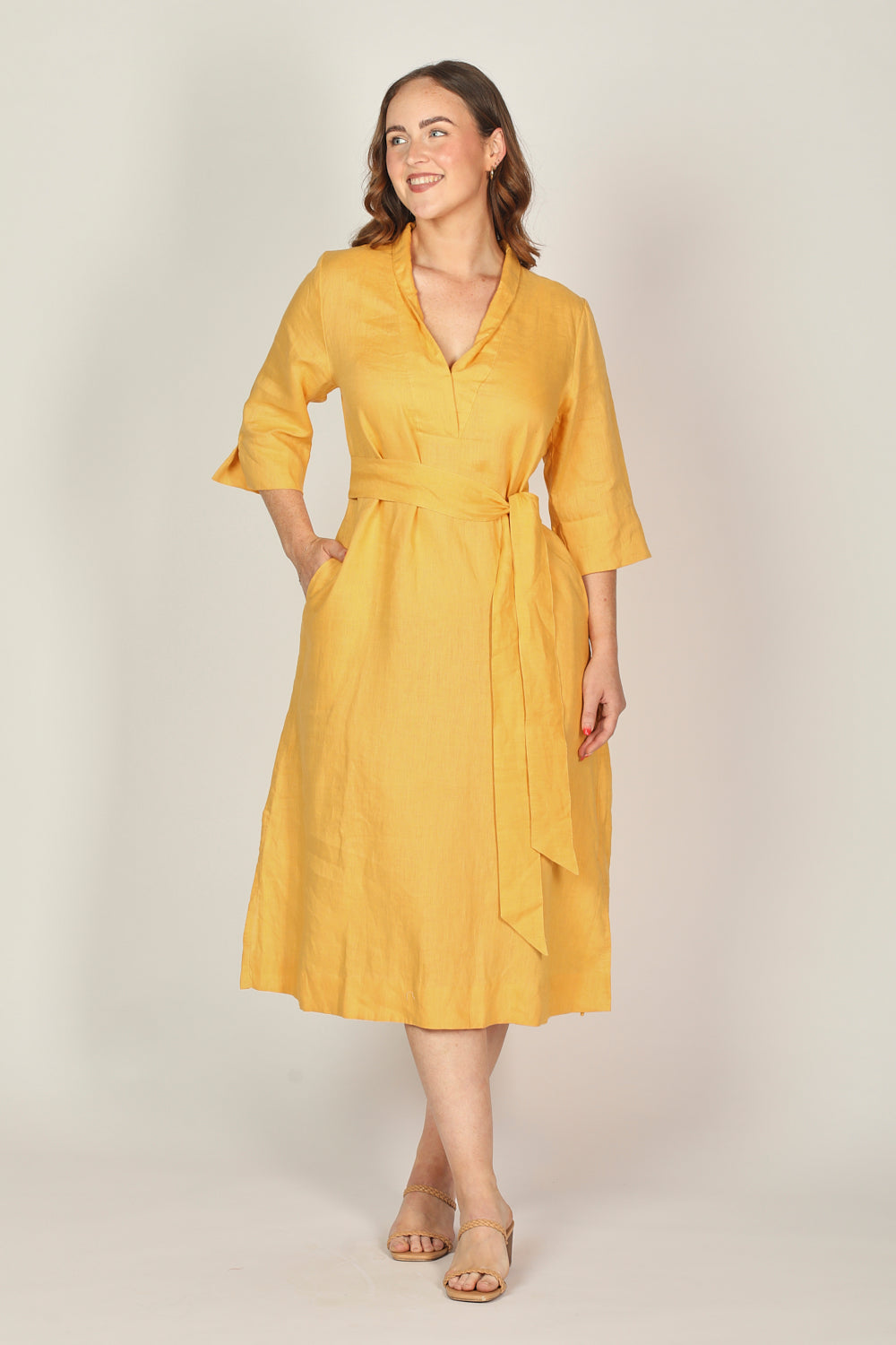 Tia Linen Tunic Dress in Golden Hour