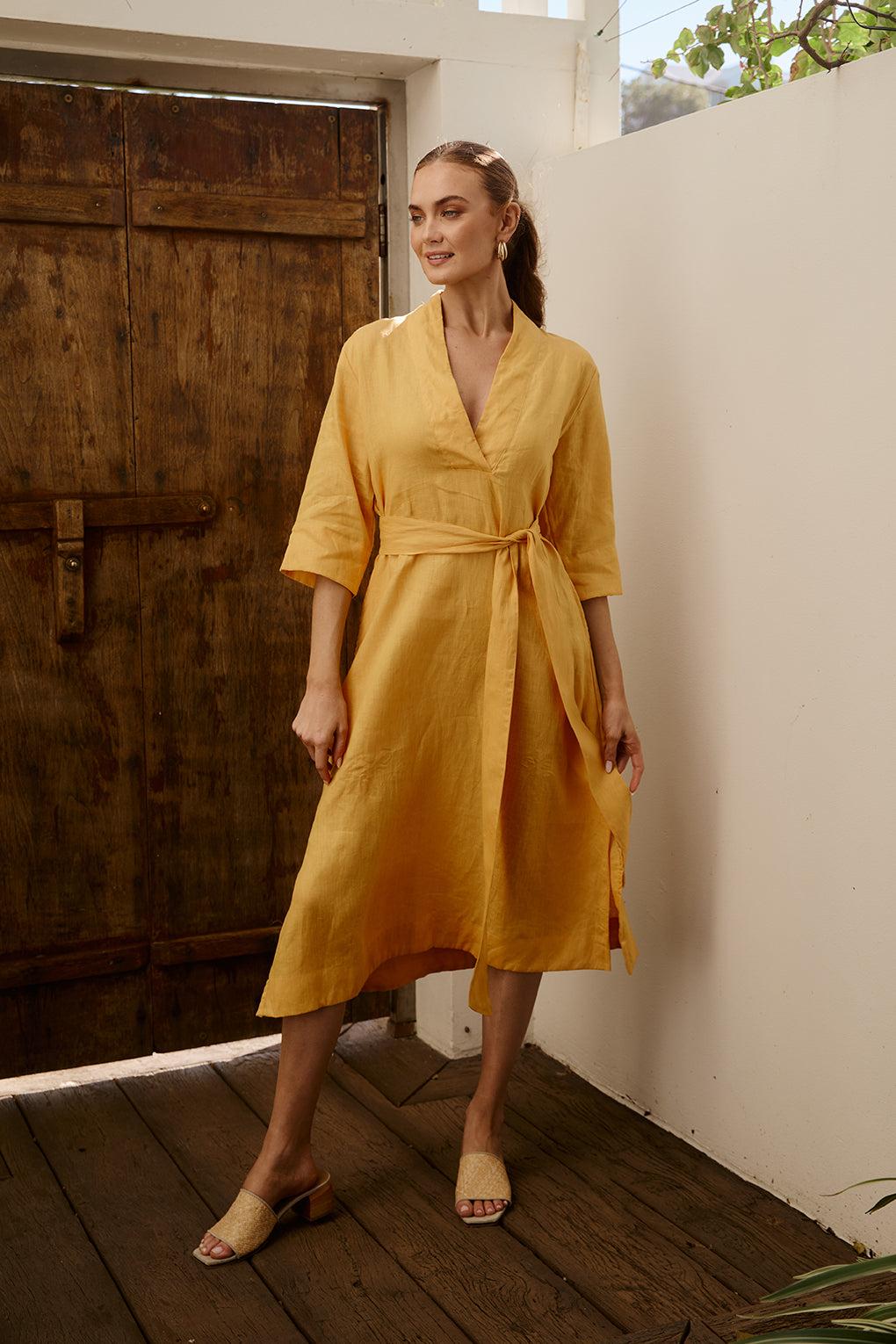 Tia Linen Tunic Dress in Golden Hour