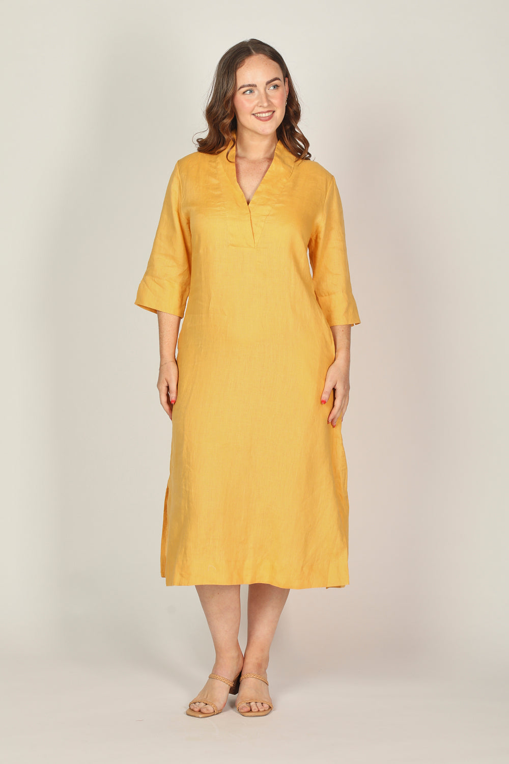 Tia Linen Tunic Dress in Golden Hour