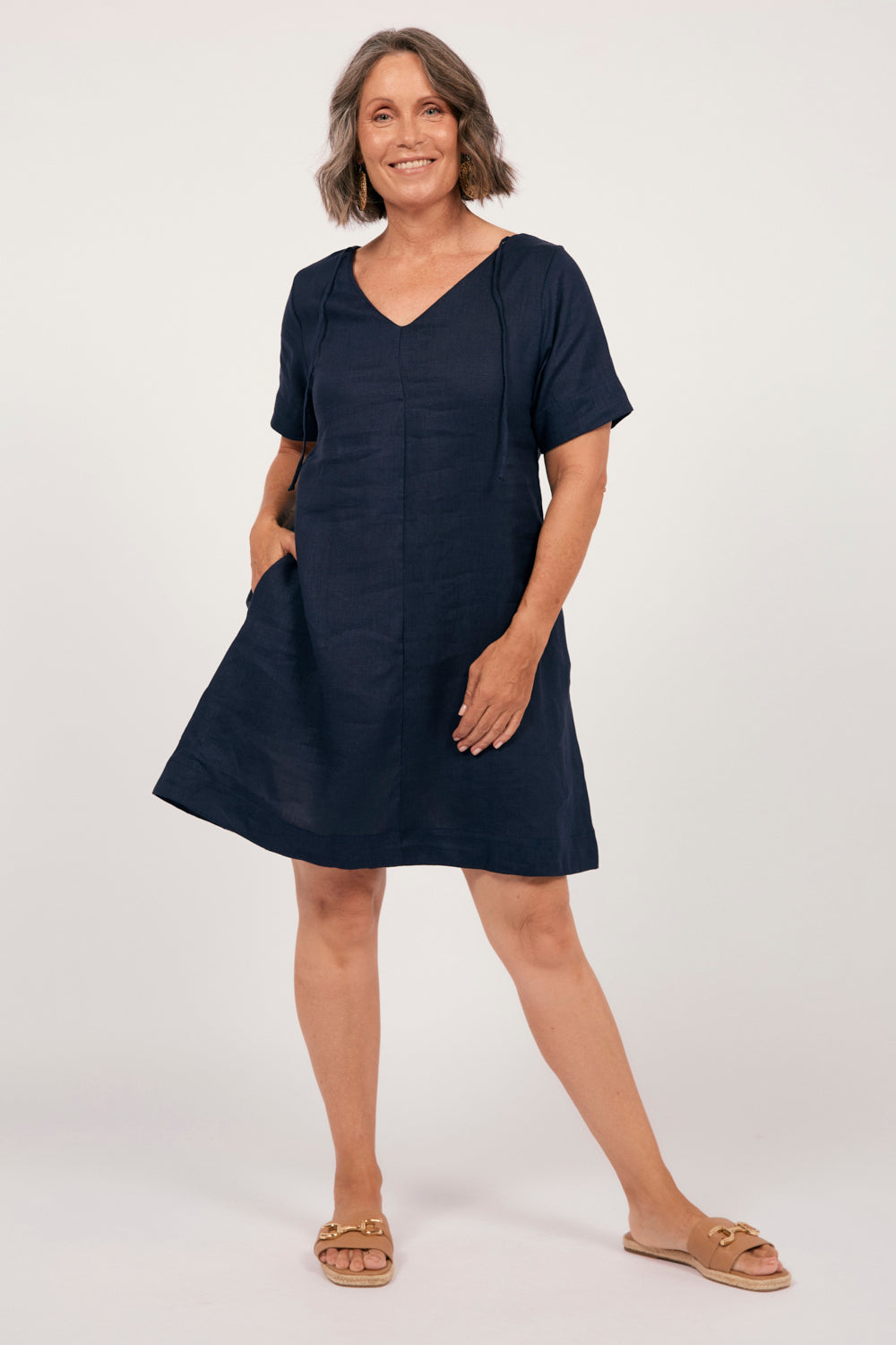 Tilly Linen 2-Way Tunic Dress in Navy