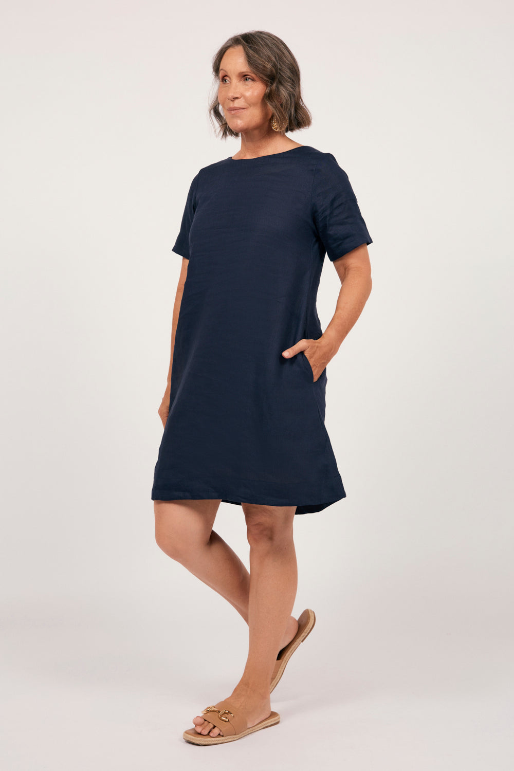 Tilly Linen 2-Way Tunic Dress in Navy