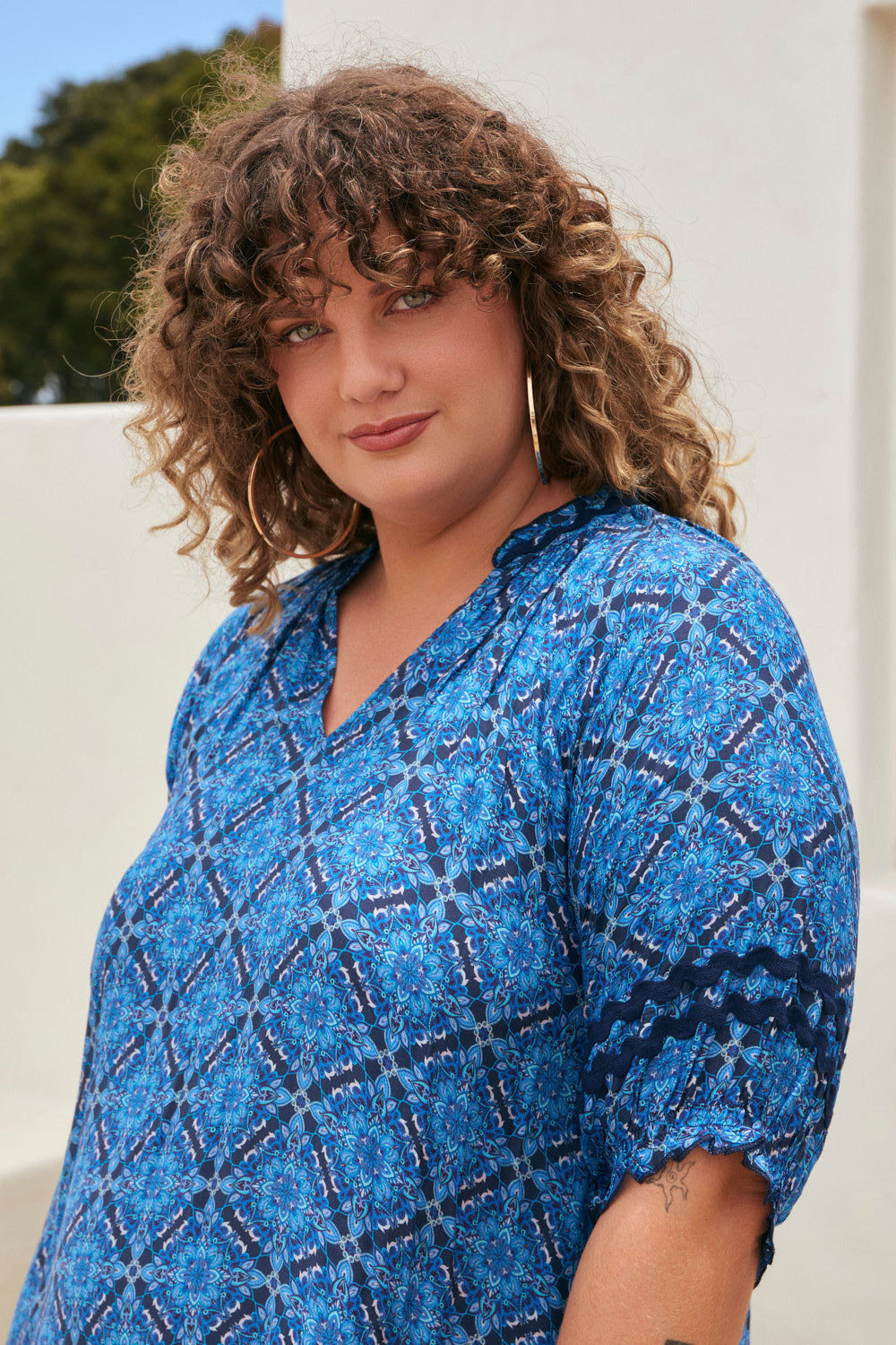 Valentina Cotton Silk Tiered Frill Dress in Nomad Nights