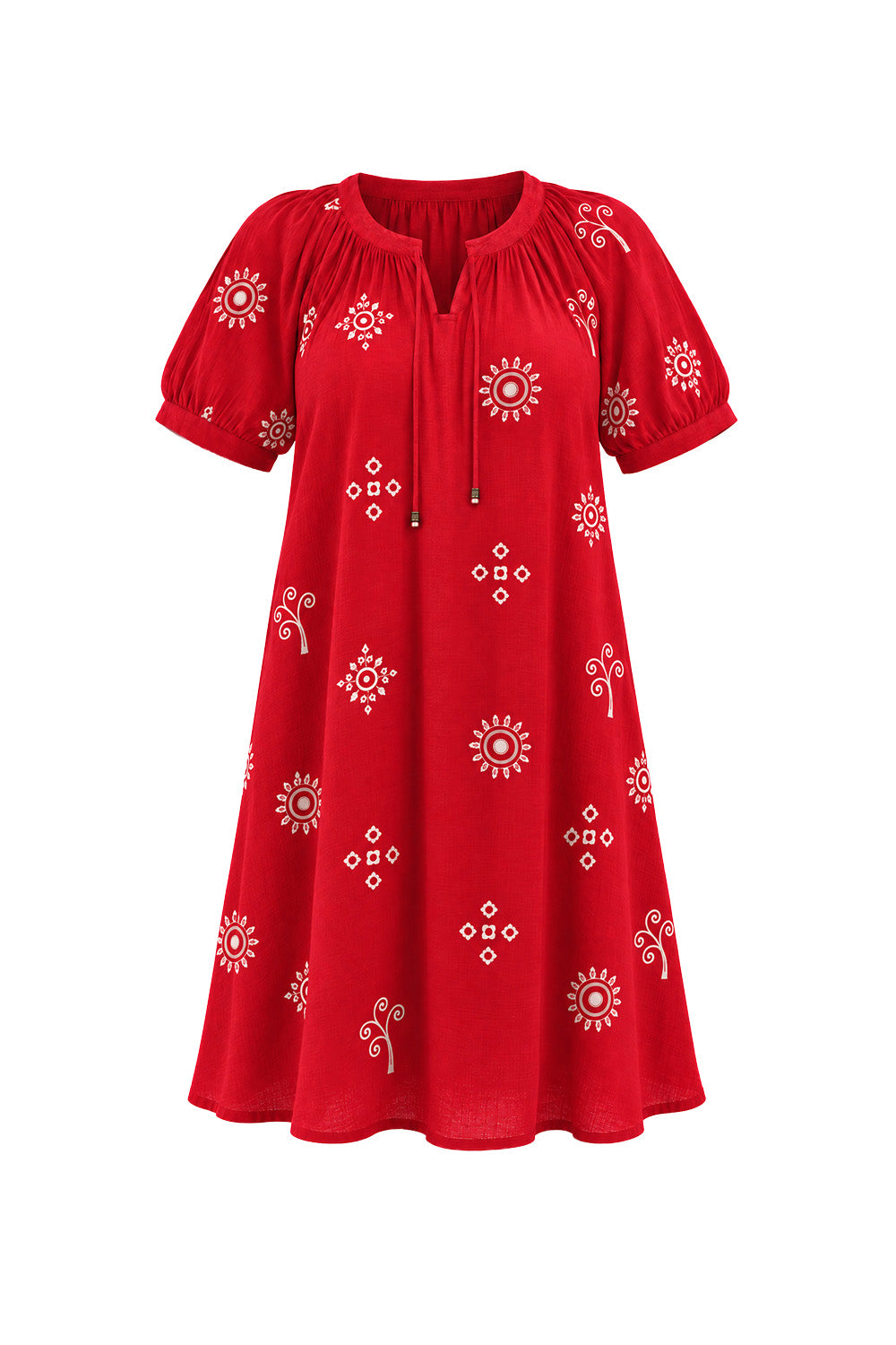 Via Short Billow Dress in Cardinal