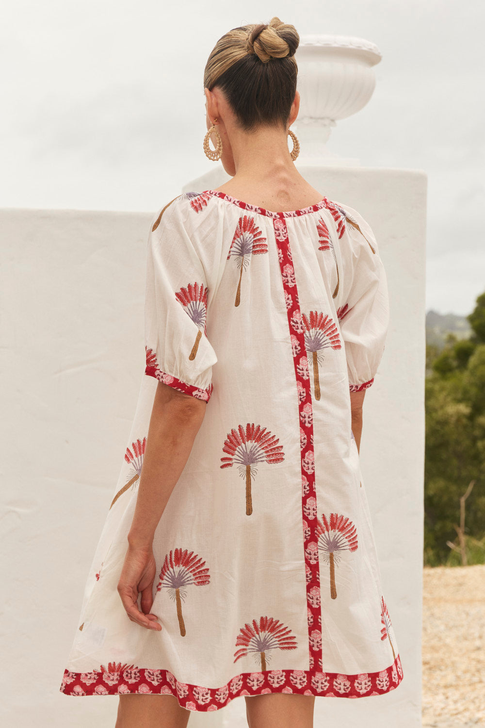 Via Short Billow Dress in Cypress