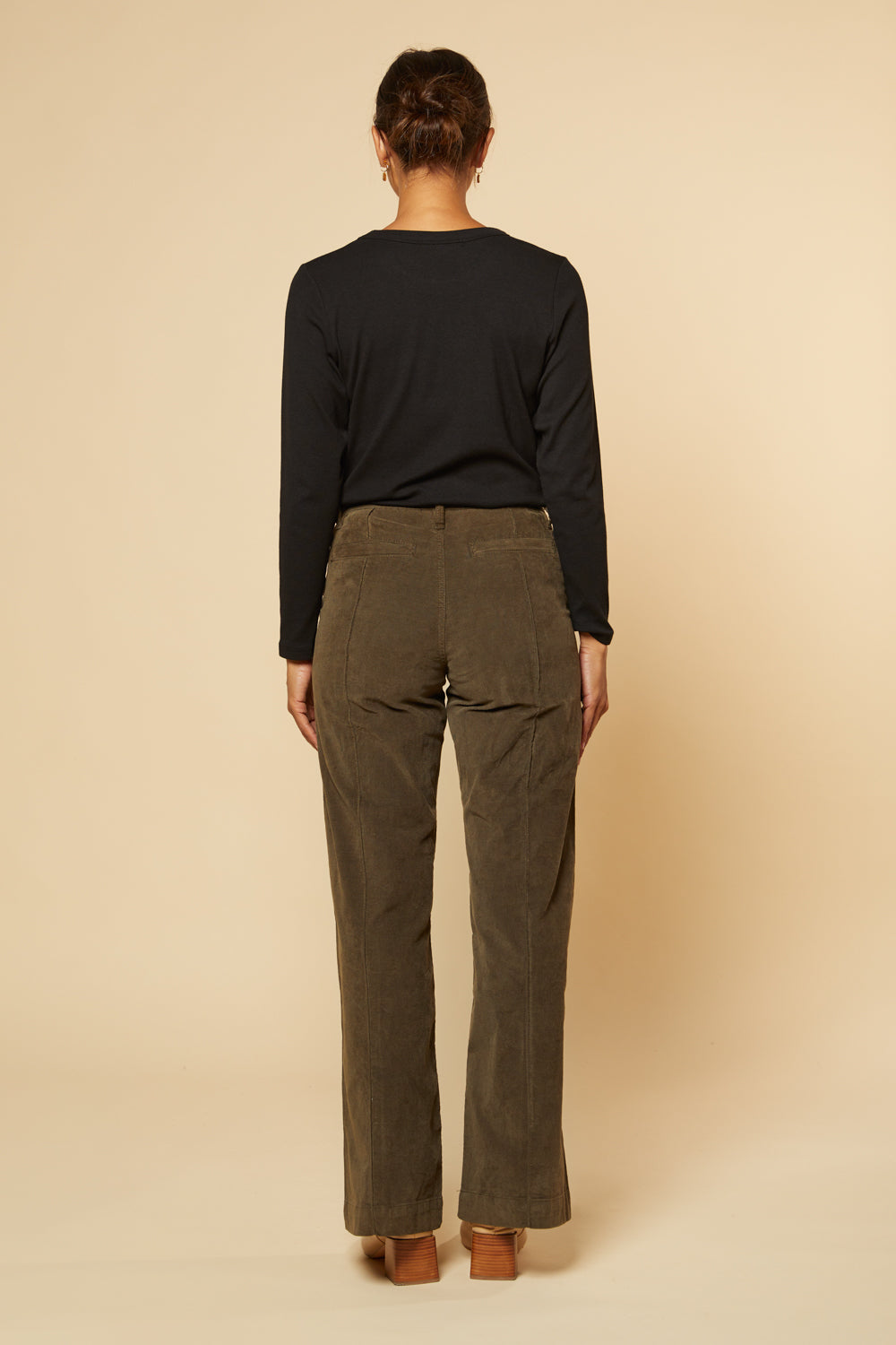 Adrift Wide Leg Brushed Cotton Pant in Olive