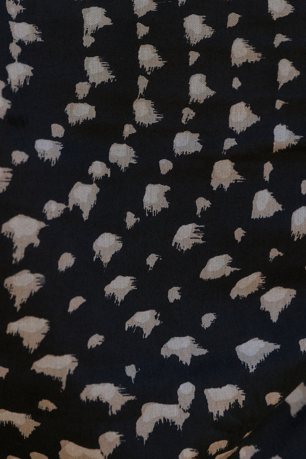 Wild Jasmine print fabric swatch, delicate floral on black cotton voile, Adrift Clothing