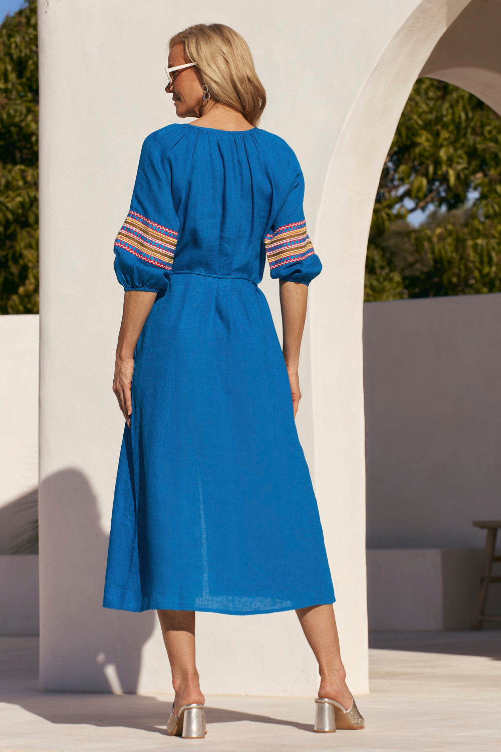 Winnie Linen Tunic Dress in Mediterranean