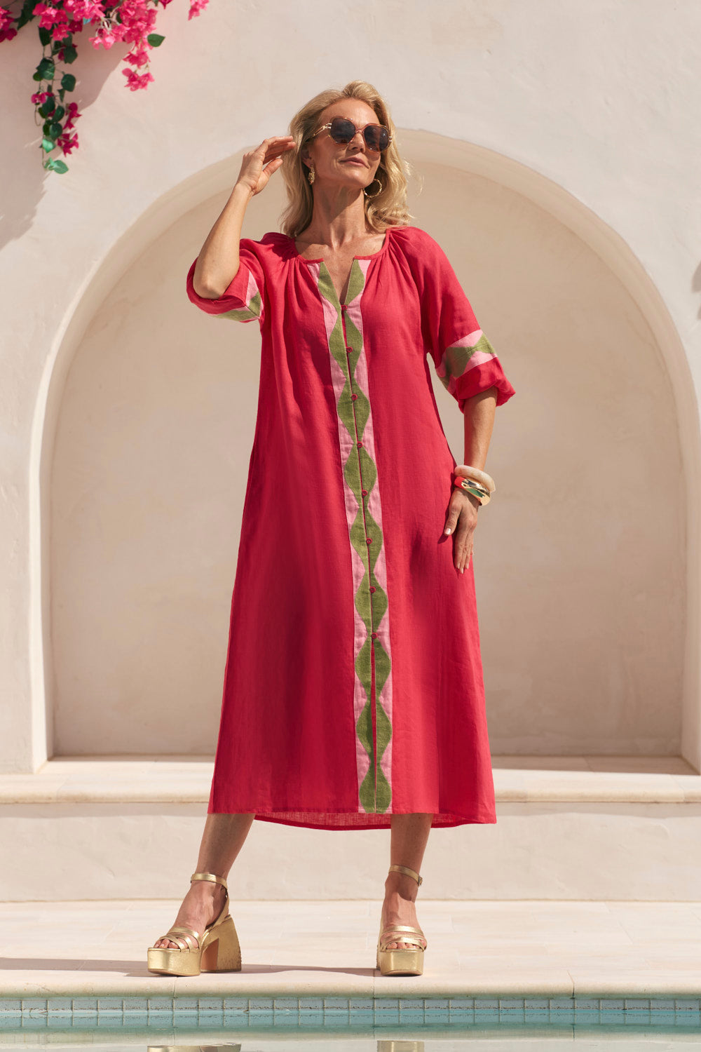 Winnie Linen Tunic Dress in Watermelon
