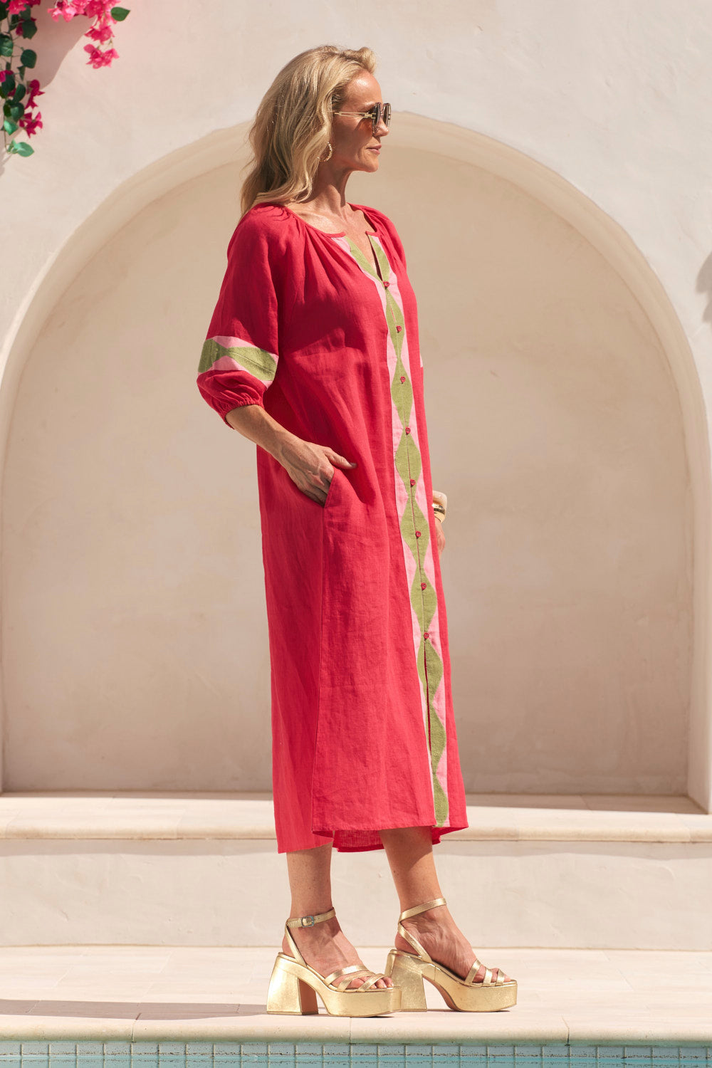 Winnie Linen Tunic Dress in Watermelon