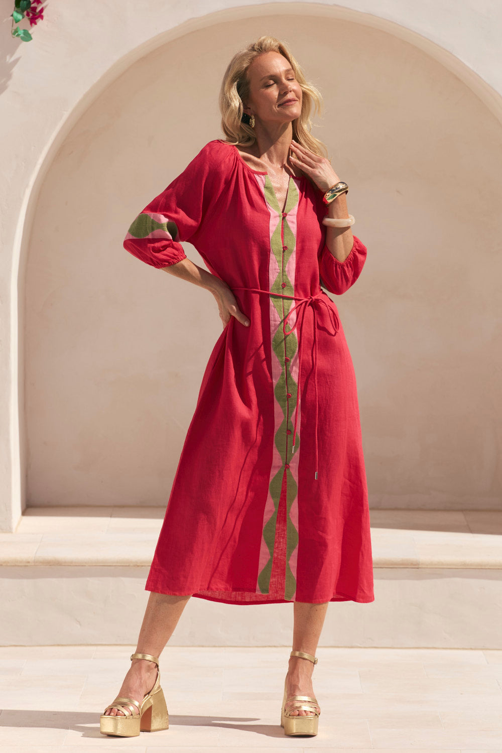 Winnie Linen Tunic Dress in Watermelon