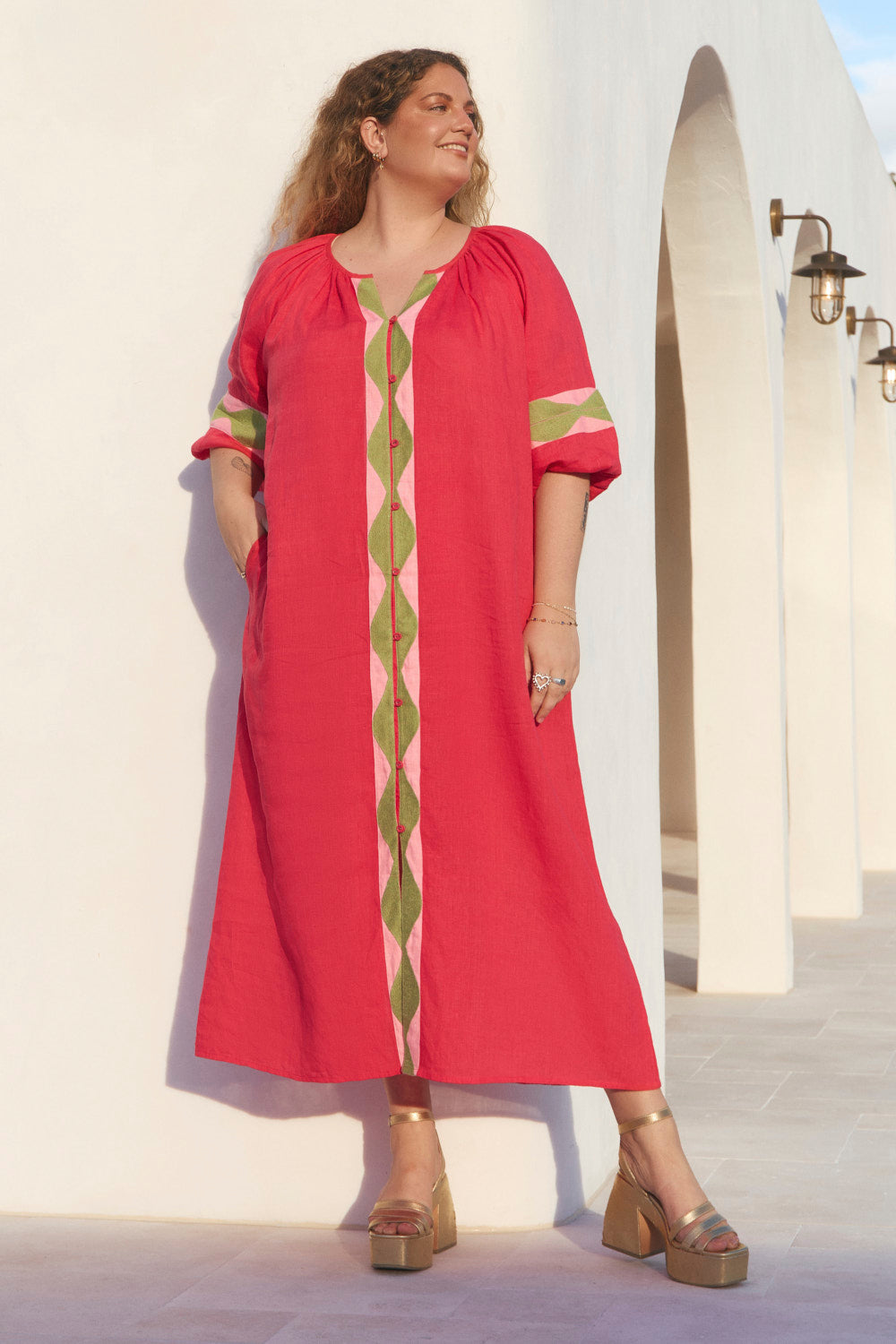 Winnie Linen Tunic Dress in Watermelon