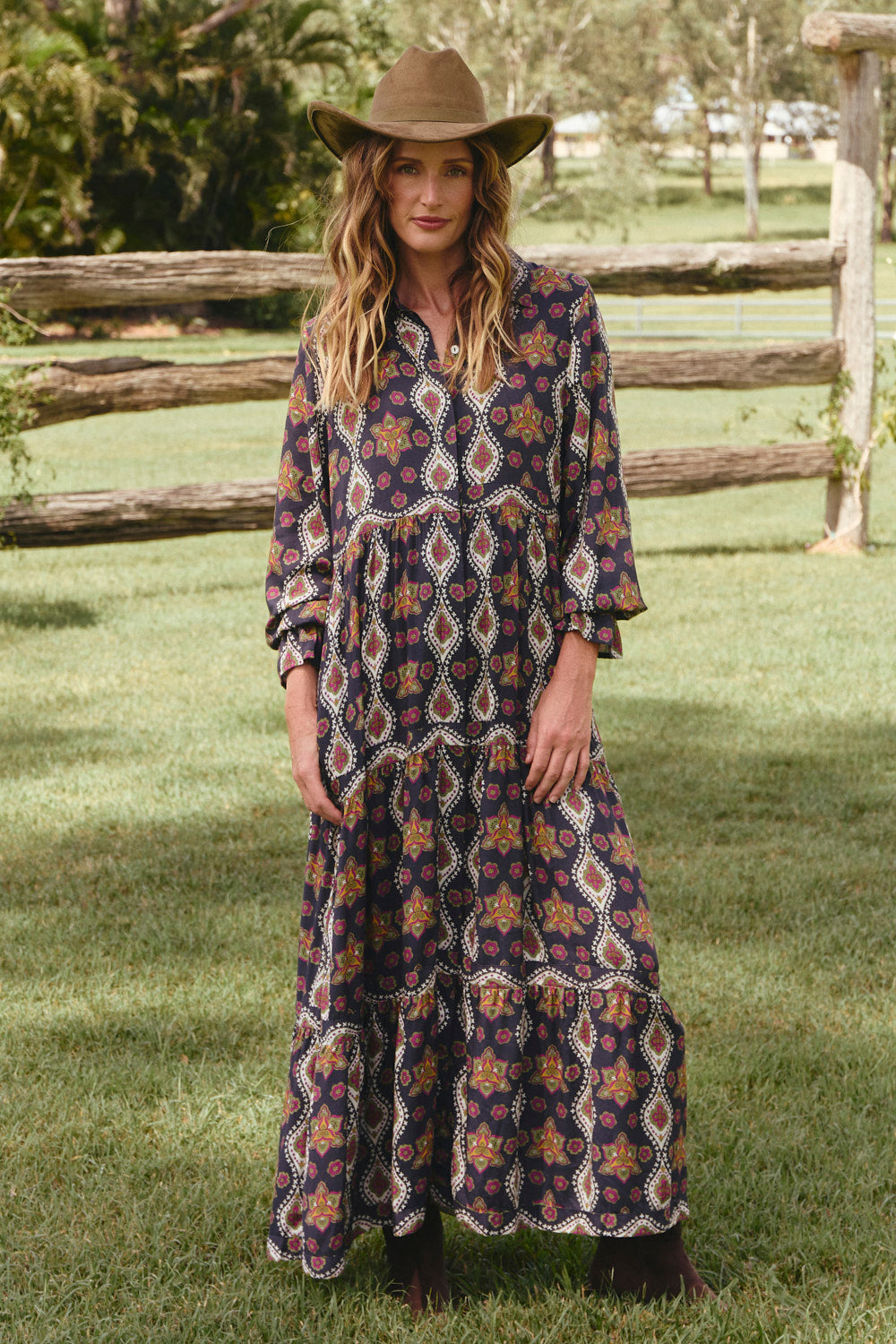 Winslow Button Through Dress in Veloura, Maxi Dress - Adrift Clothing