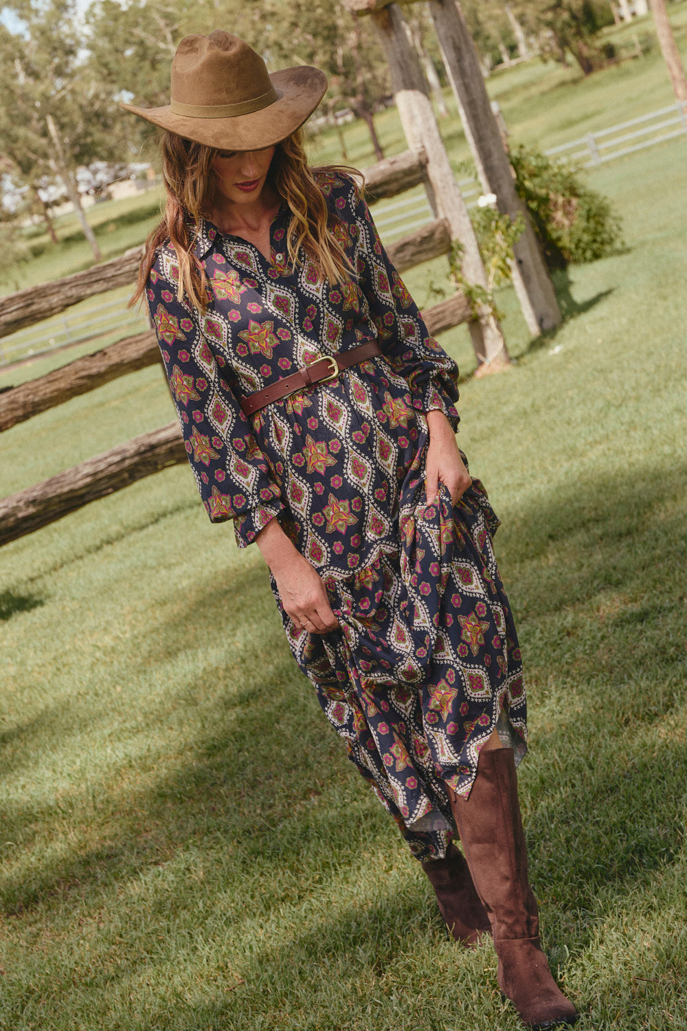 Winslow Button Through Dress in Veloura