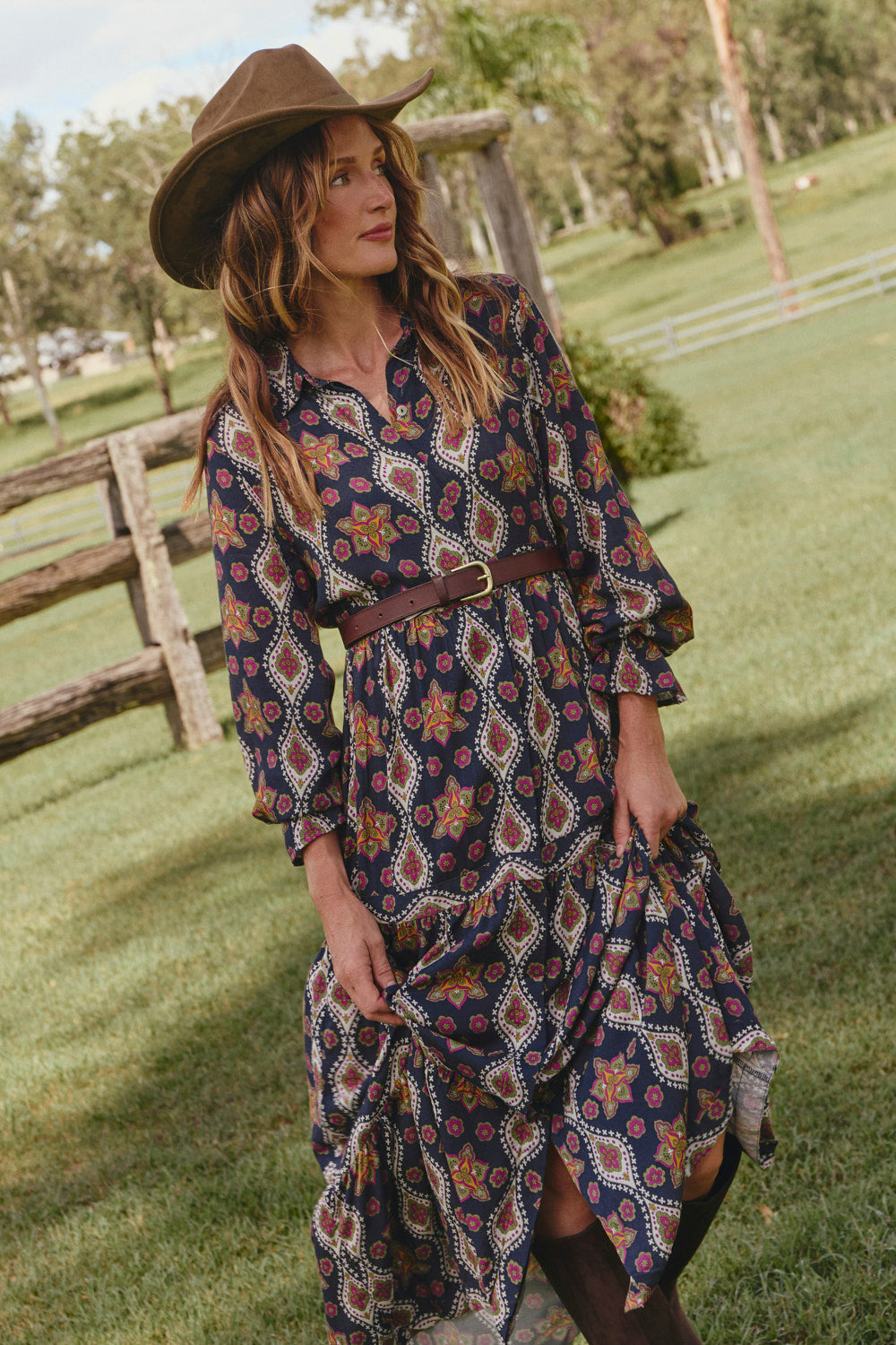 Winslow Button Through Dress in Veloura, Maxi Dress - Adrift Clothing
