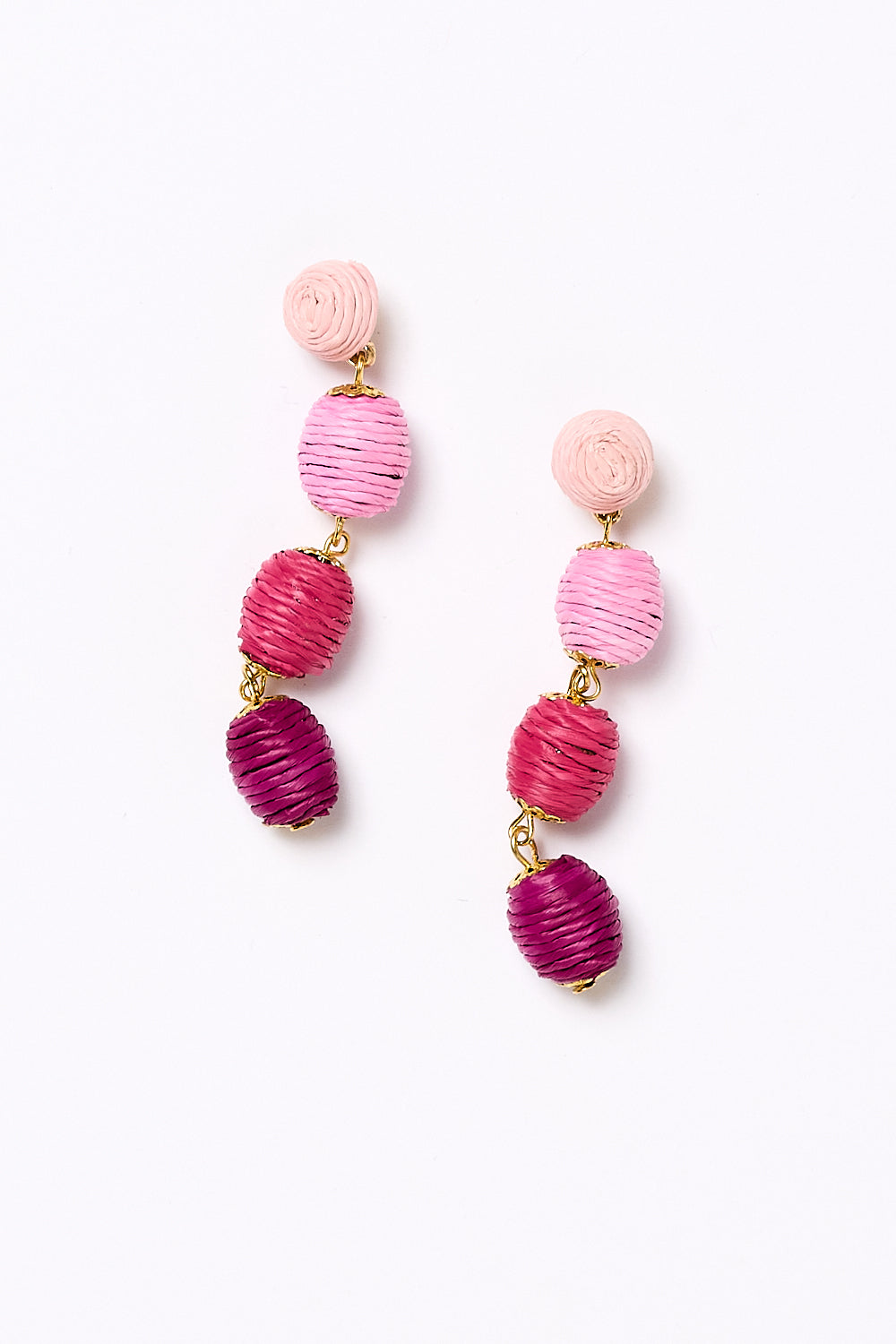 Woven Ball Drop Gradient Earrings in Hot Pink