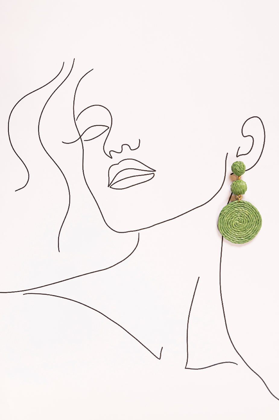 Woven Triple Circle Drop Earrings in Green