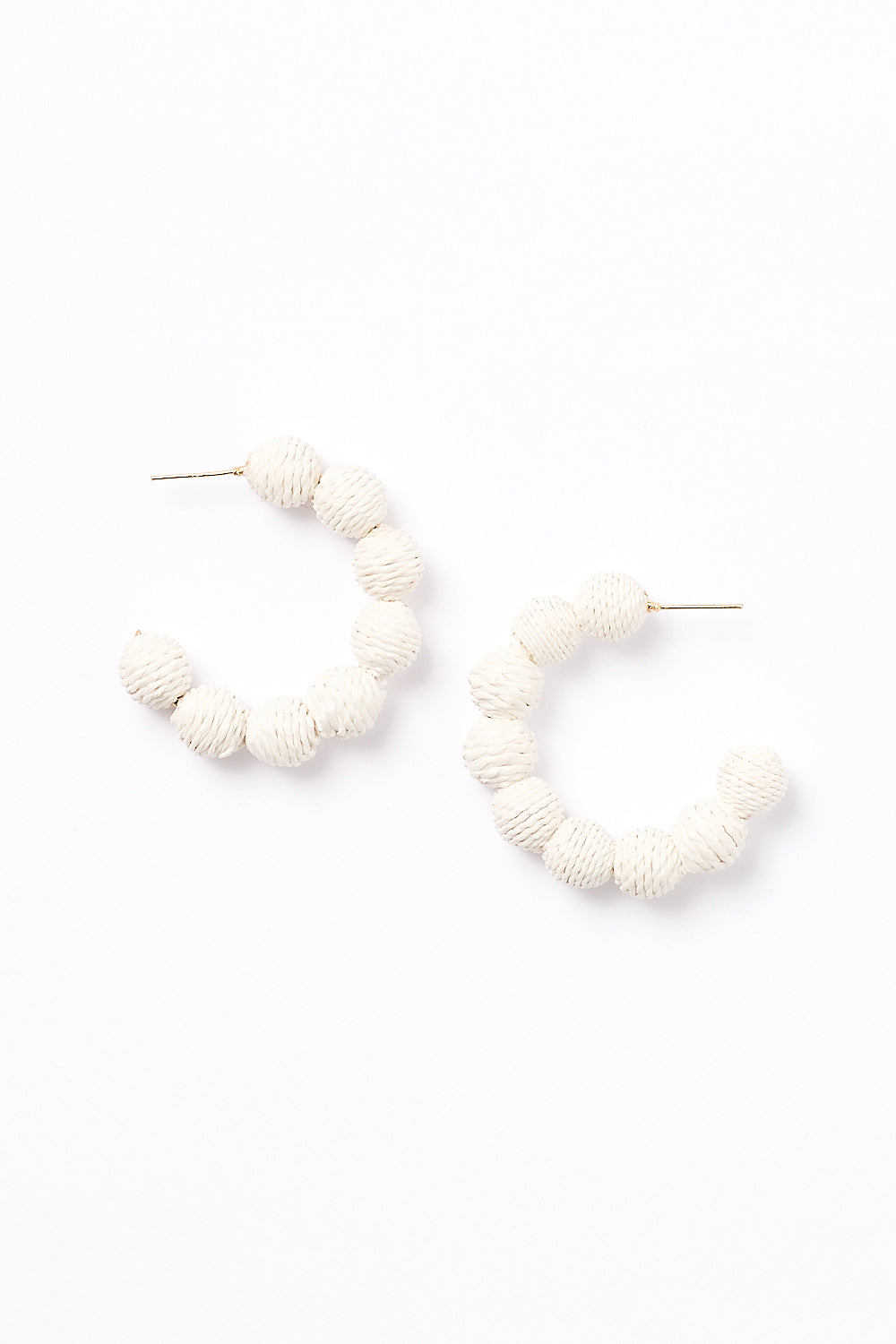 Woven Ball Hoops in White