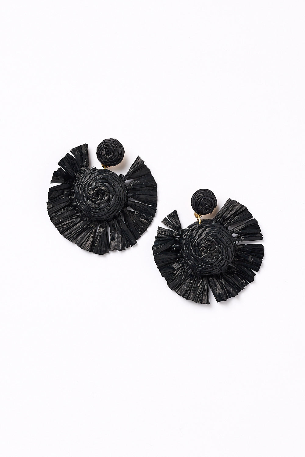 Woven Fringe Earrings in Black