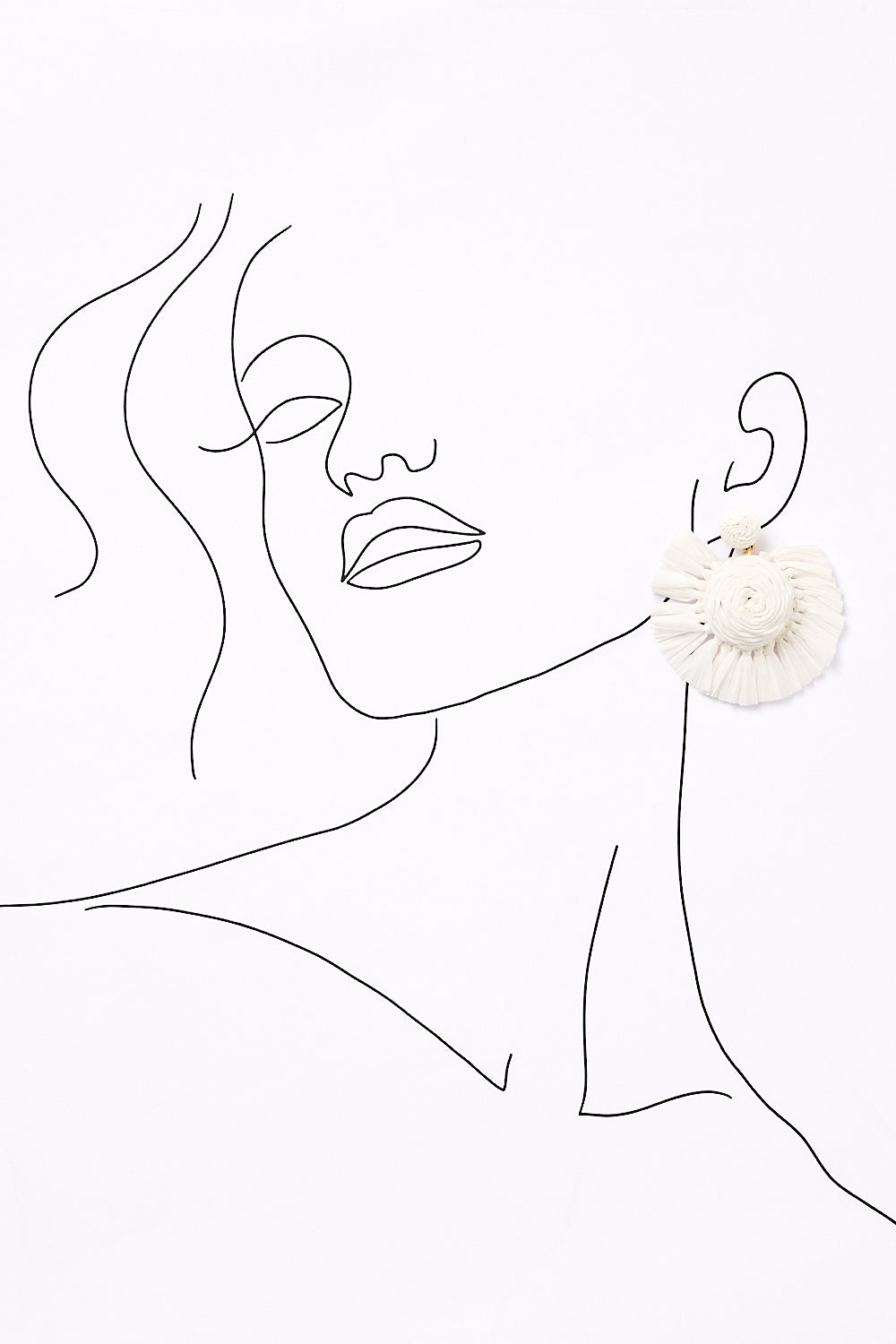 Woven Fringe Earrings in White
