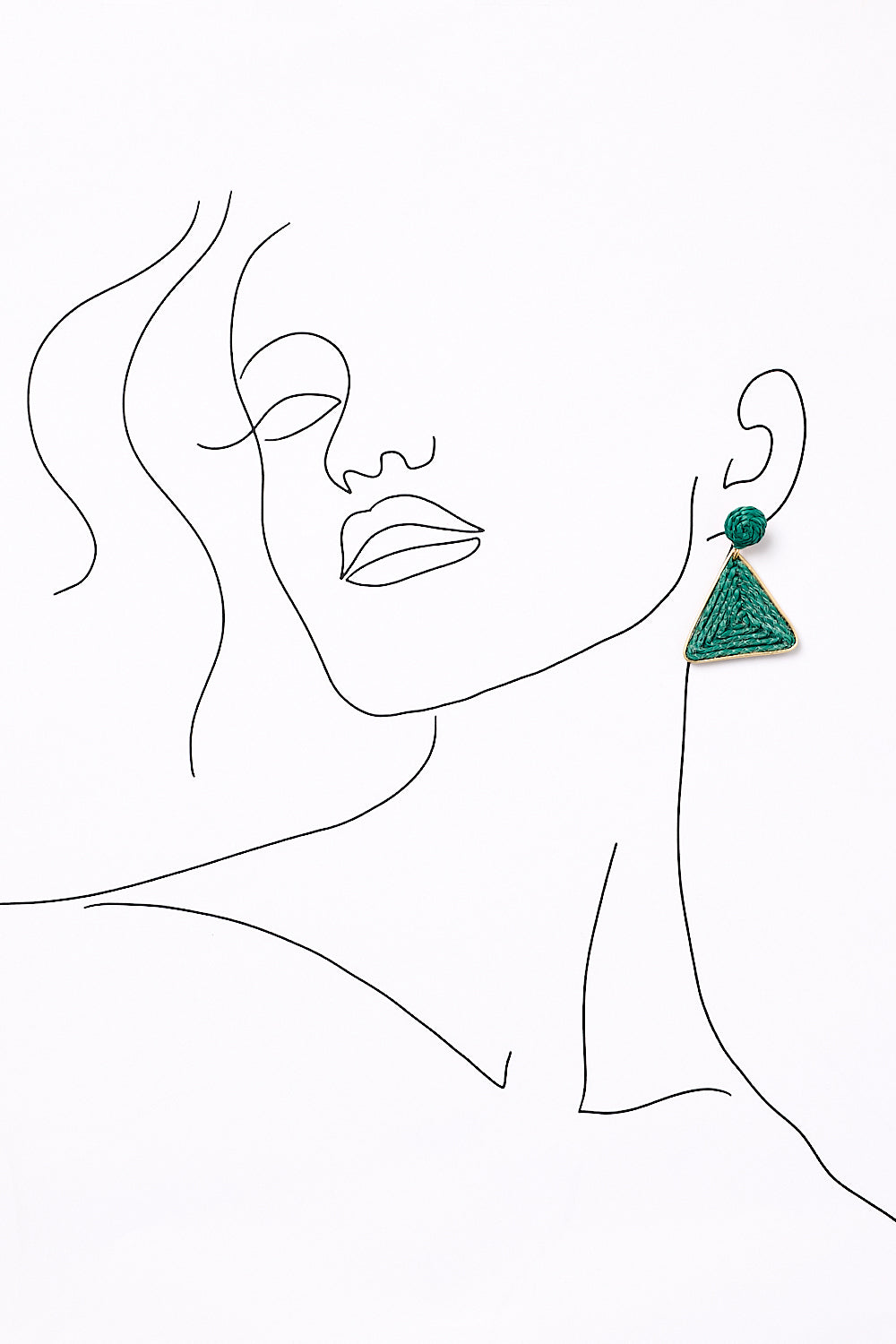 Woven Triangle Earrings in Green