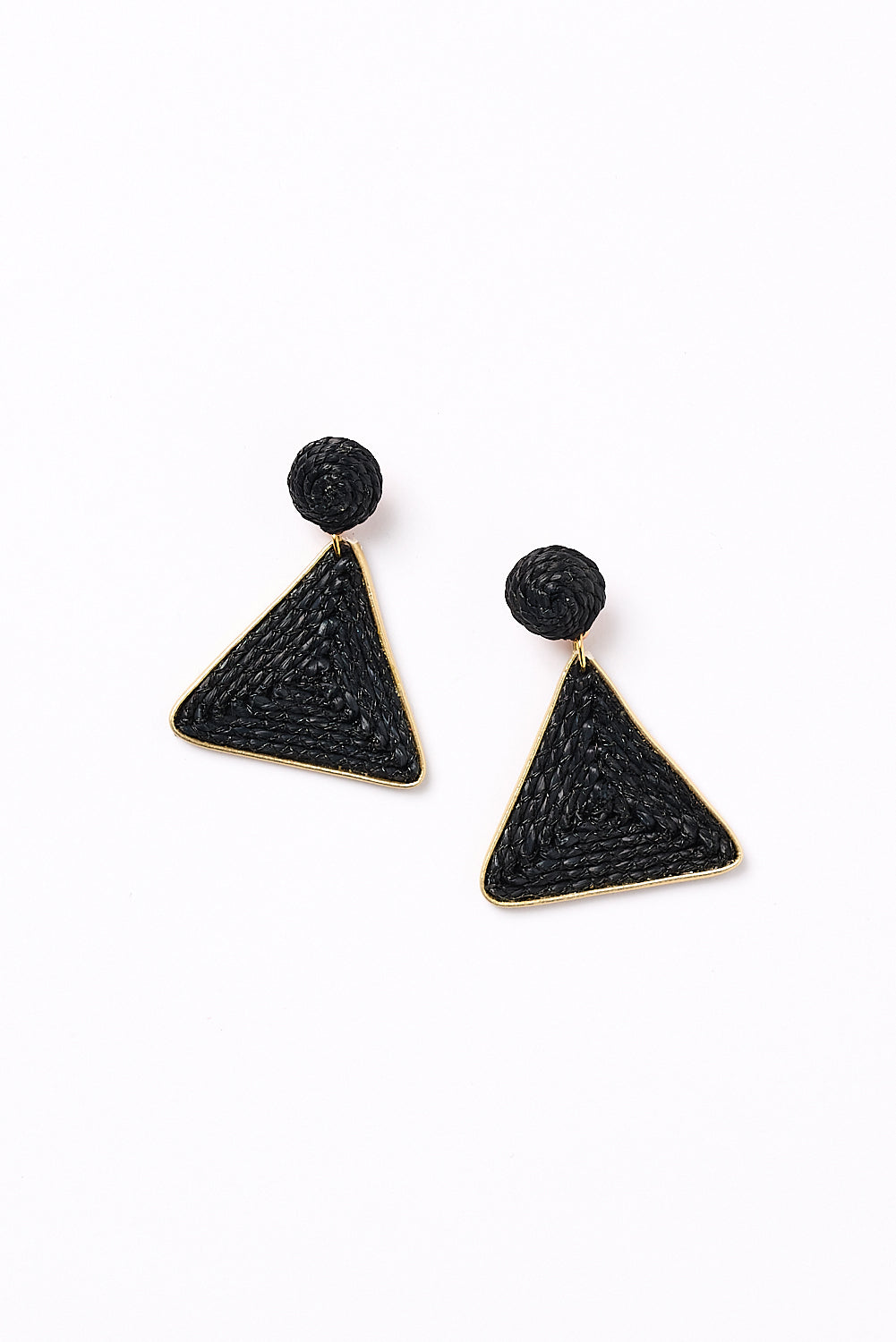Woven Triangle Earrings in Black