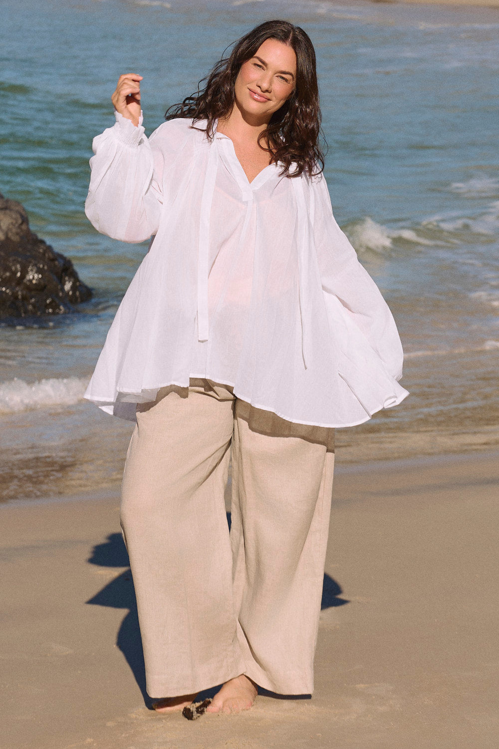 Wren Billow Sleeve Blouse in White